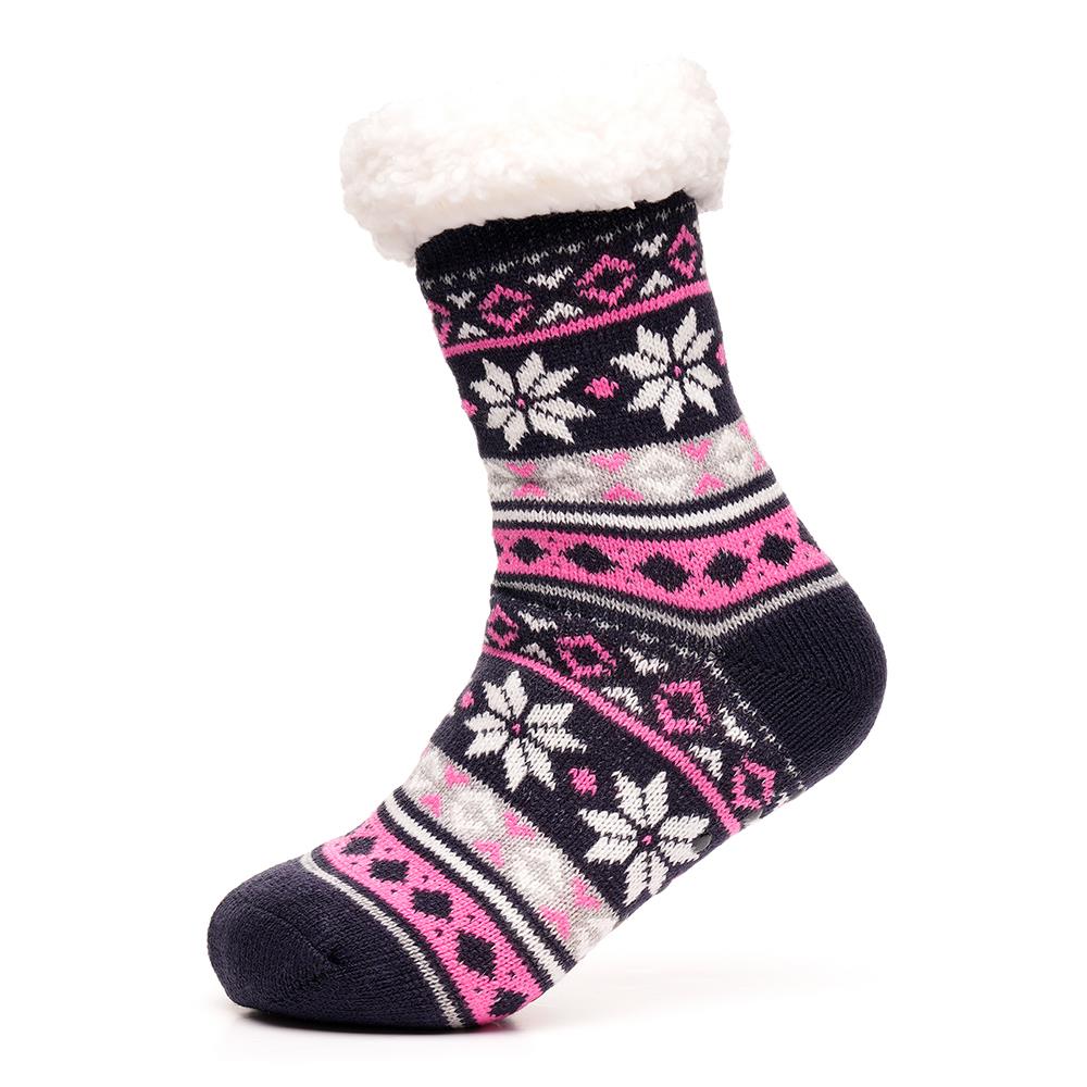 A2Z Ladies Fairisle Lounge Socks With Sherpa Lining Gripper Anti Slip Women Sock