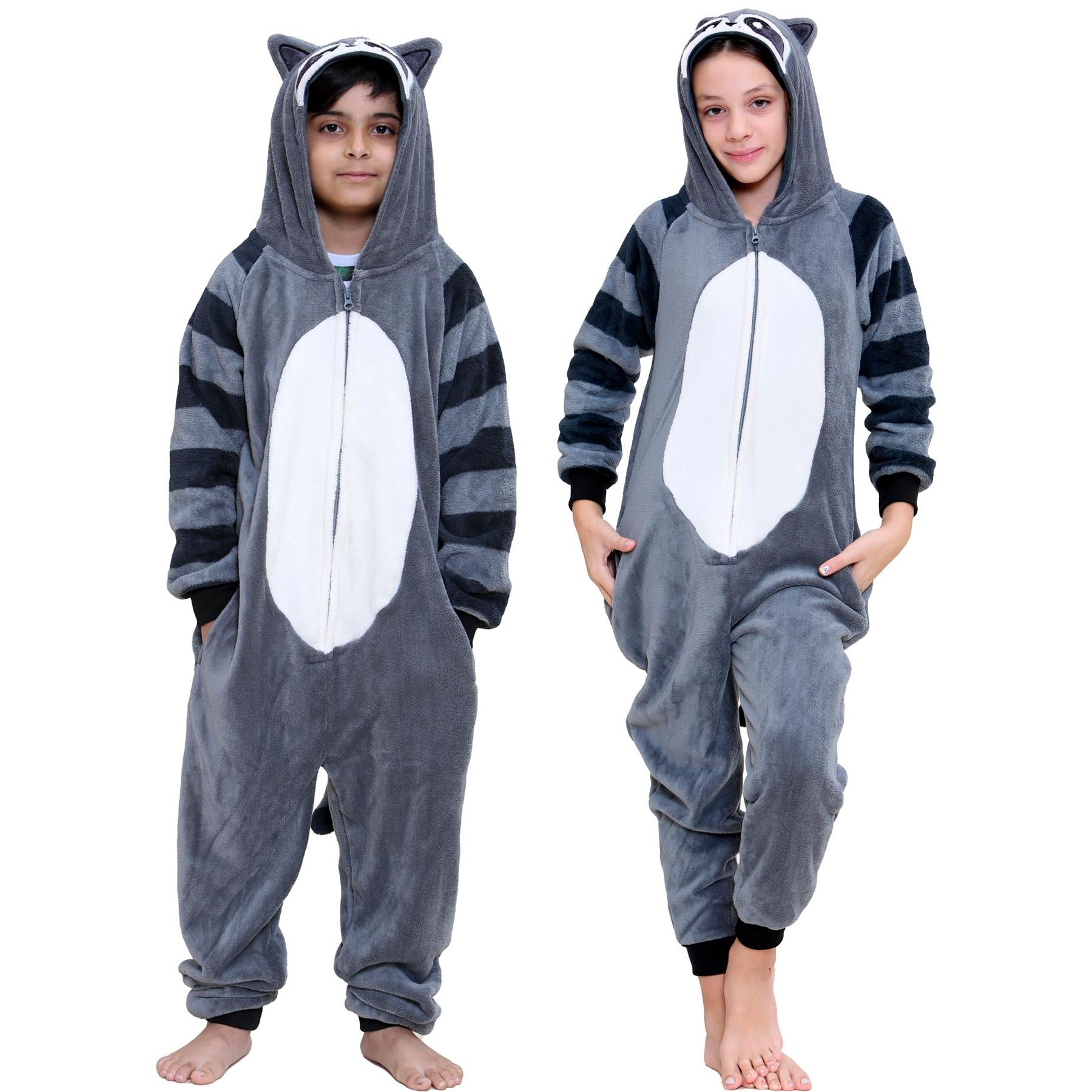 Kids Unisex Super Soft Fleece Raccoon Onesie