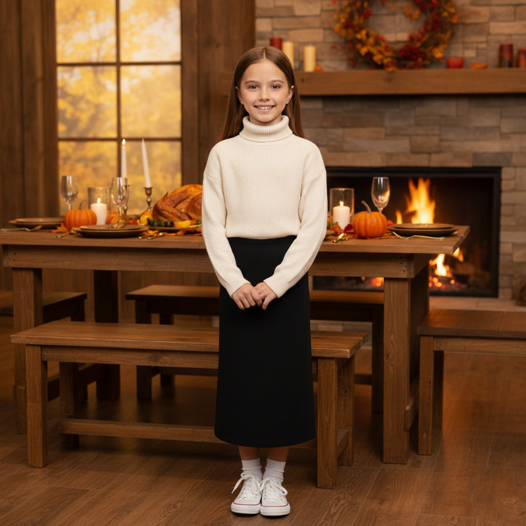 Girls Maxi Skirt Soft Stretch Viscose Skirt Comfy School Wear For Age 5-13 Year