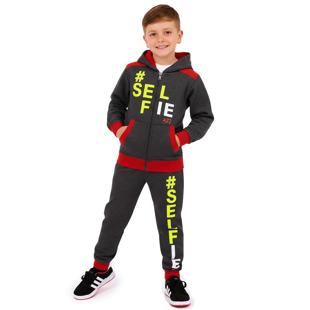 A2Z 4 Kids Girls Boys #SELFIE Tracksuit Hoodie & Joggers Outfit Set Top Bottom