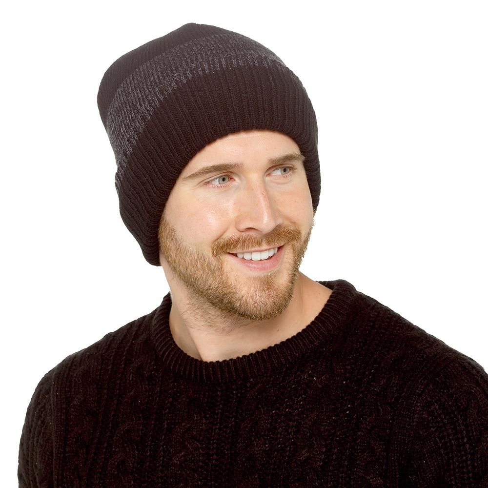 A2Z Mens Hat Cable Knitted Beanie Fleece Lining Hats Super Soft Stretchy Caps