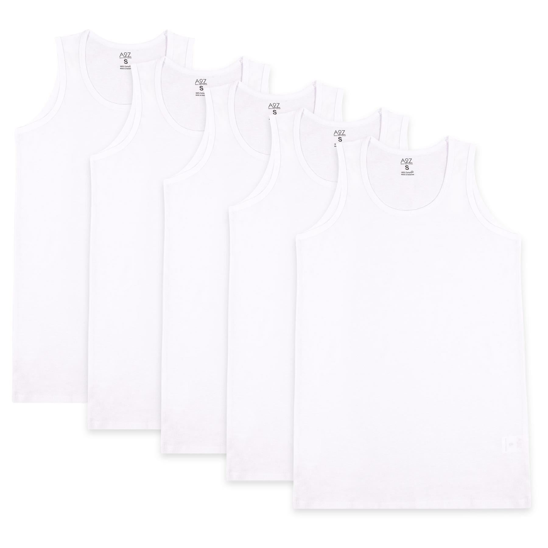 Mens 100% Combed Cotton 5 Pack White Sleeveless Underwear Vest