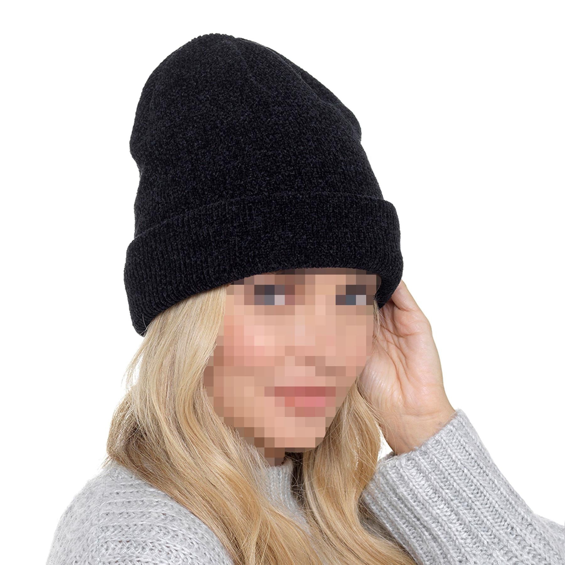 A2Z Ladies Hats 3 Pack Chenille Knit Beanie Stretchy Soft Winter Warm Cozy Caps