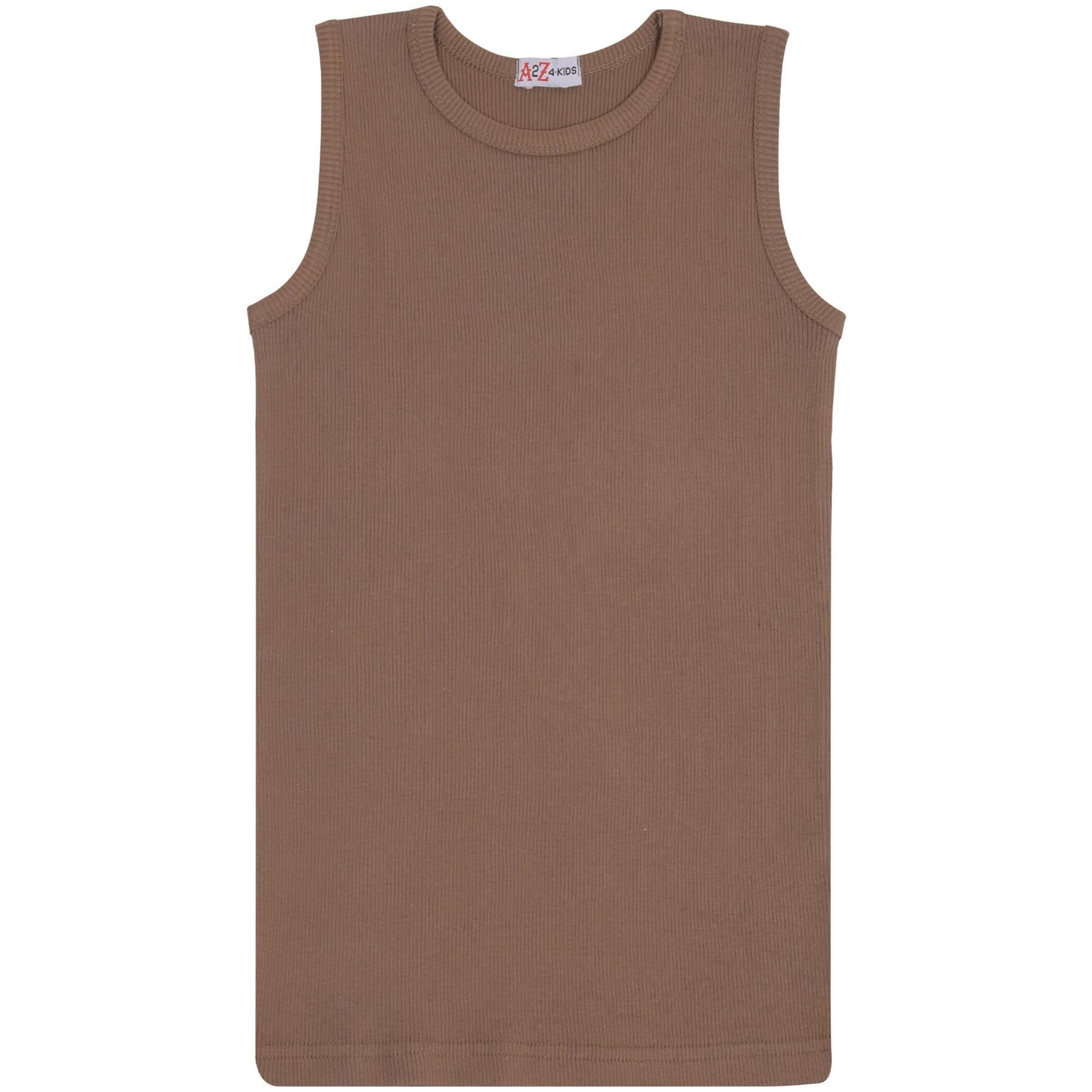 Kids Girls Ribbed Vest Top 100% Thick Cotton Fashion Tank Tops T Shirt 2-13 Year