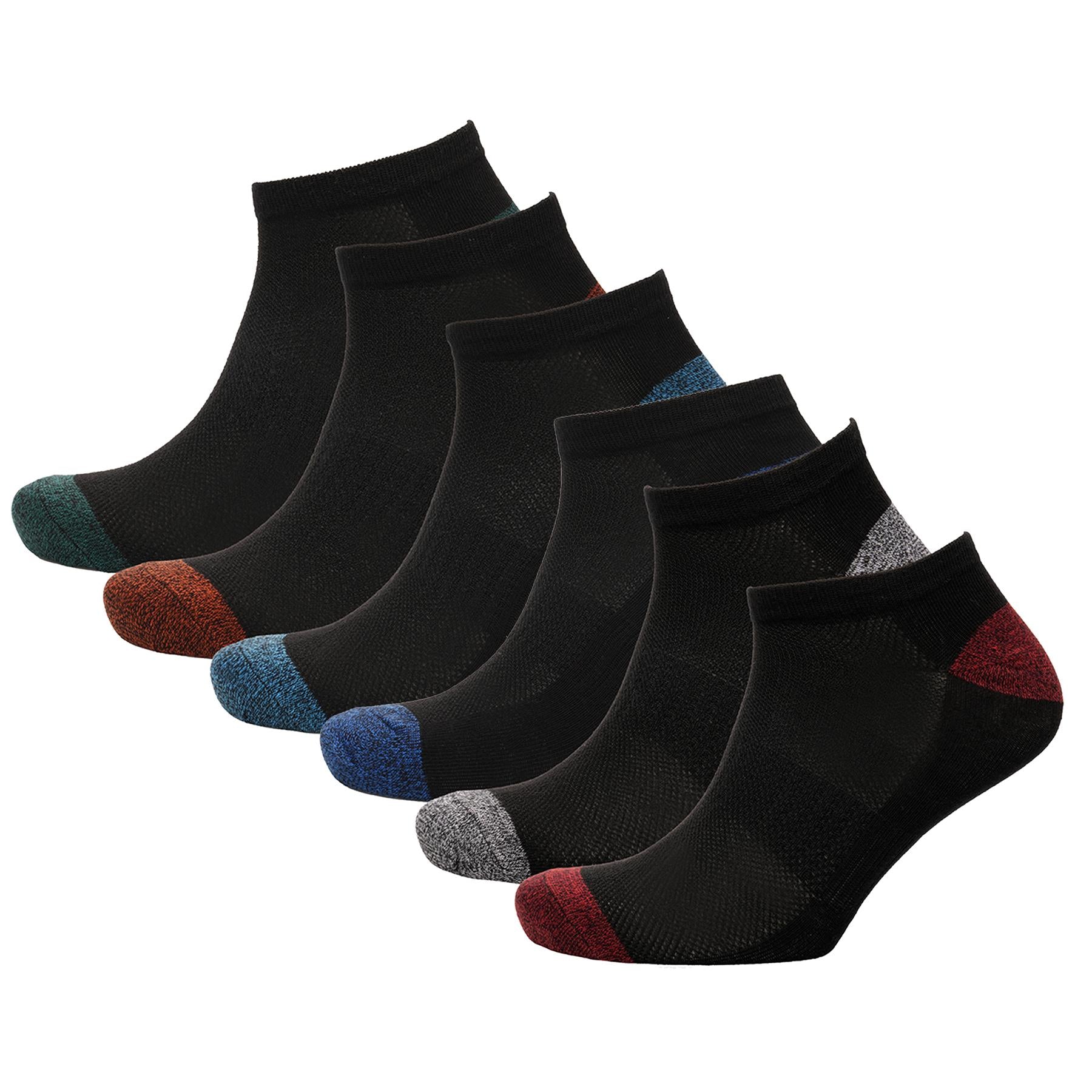 Mens Heel and Toe Twist Yarn Trainer Socks Pack of 6 Low Cut Cotton Mens Socks