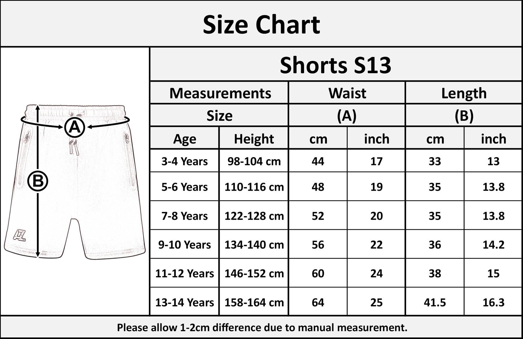 Kids Boys Active PE Summer Lightweight Shorts Zip Pockets Adjustable Waistband