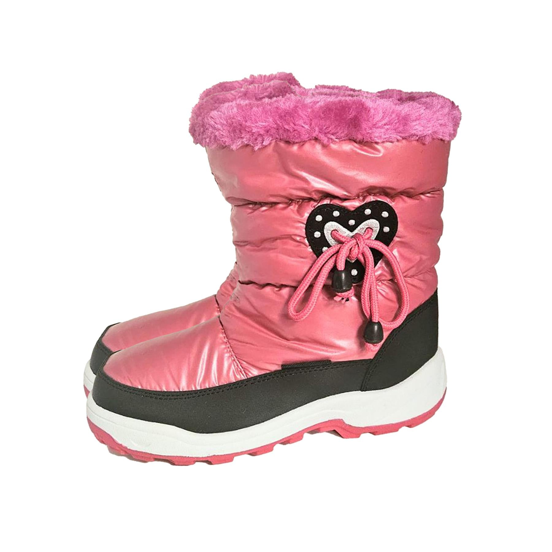 A2Z 4 Kids Girls Snow Boots Winter Warm Anti Slip Faux Fur Lined Ankle Booties