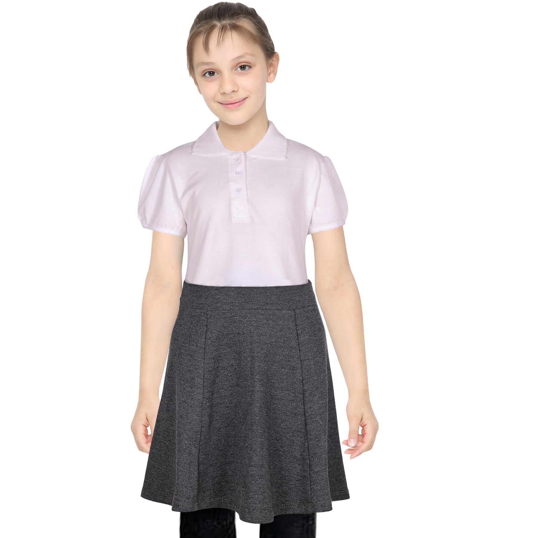 Kids Girls School Uniform Skirt 2 Pack Elasticated Waist Summer Skater Skirts