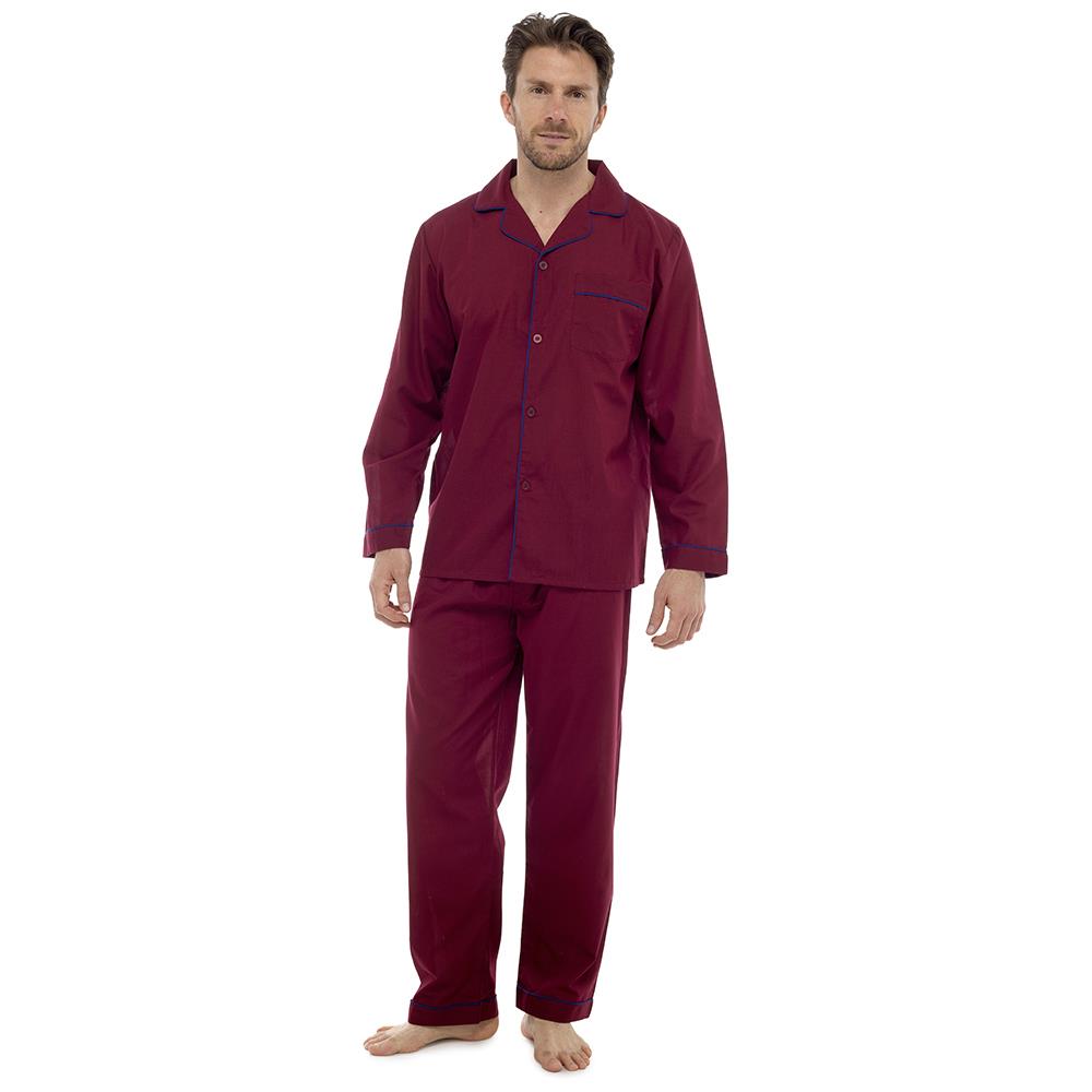 Men's Traditional Pyjama Set Button Through Contrast Sleepwear Loungewear Dress