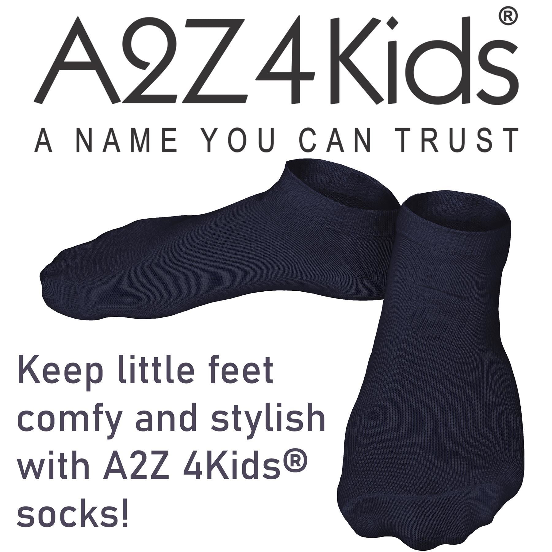 A2Z 4 Kids Girls Boys 12 Pack Plain Trainer No Show Socks Cotton School Socks