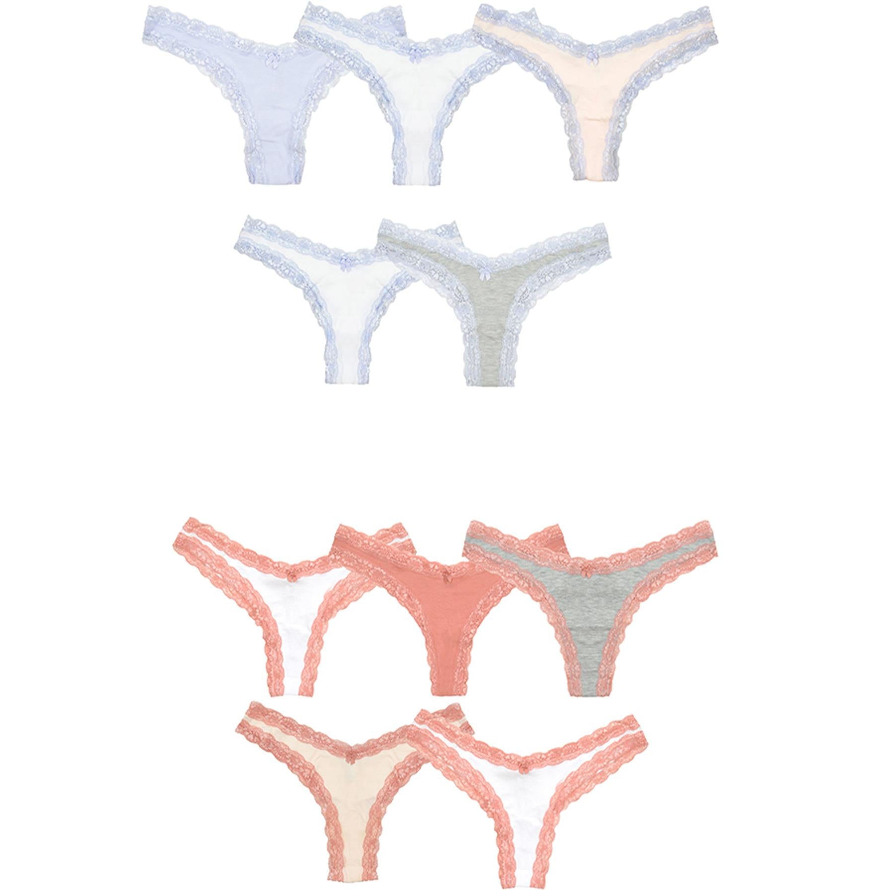 A2Z Ladies Briefs 5 Pack High Leg Brazilian Women Brief Lace Knickers Panties