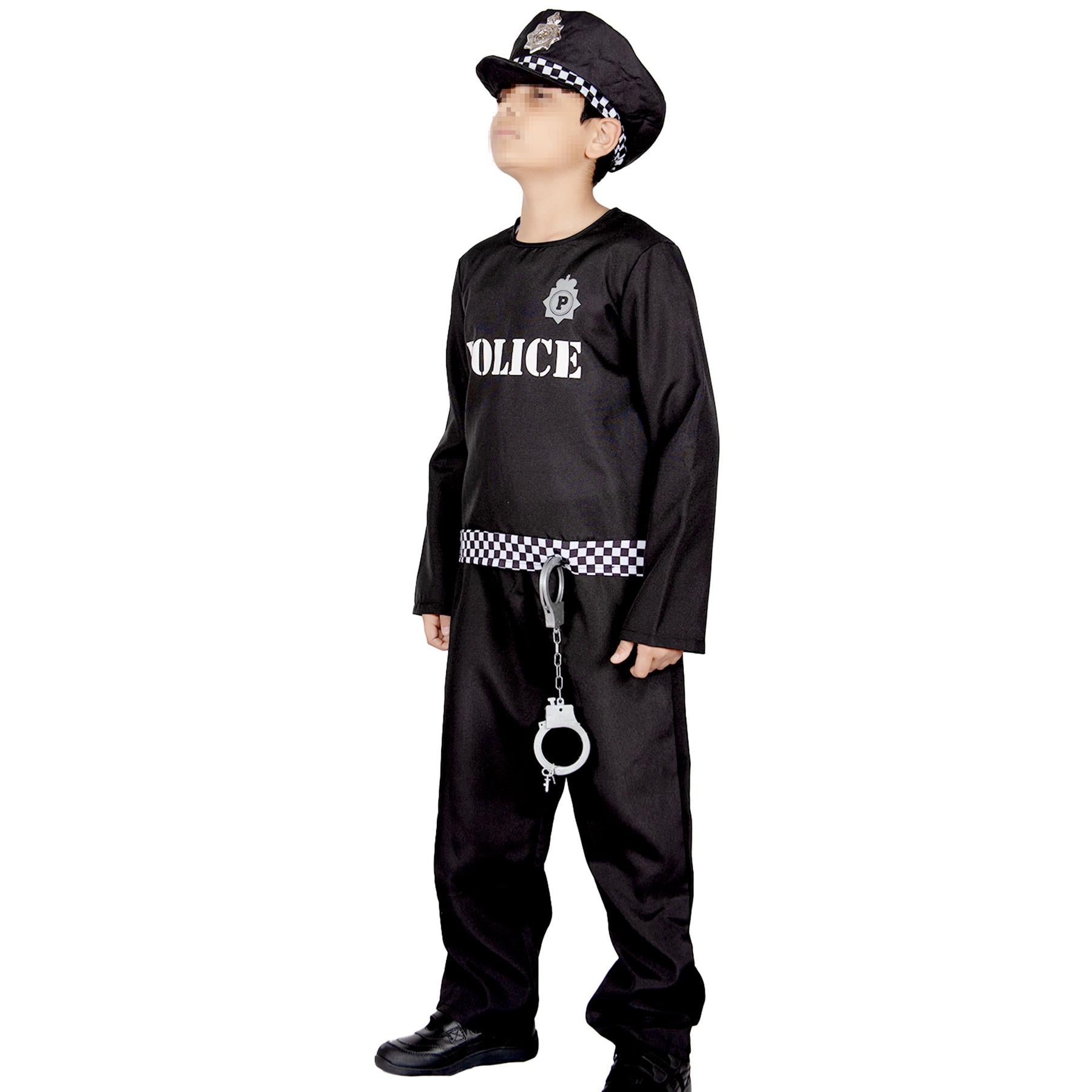 Boys Police Costume 4 Pcs Police Officer Uniform Kids Fancy Dress Cop Costume