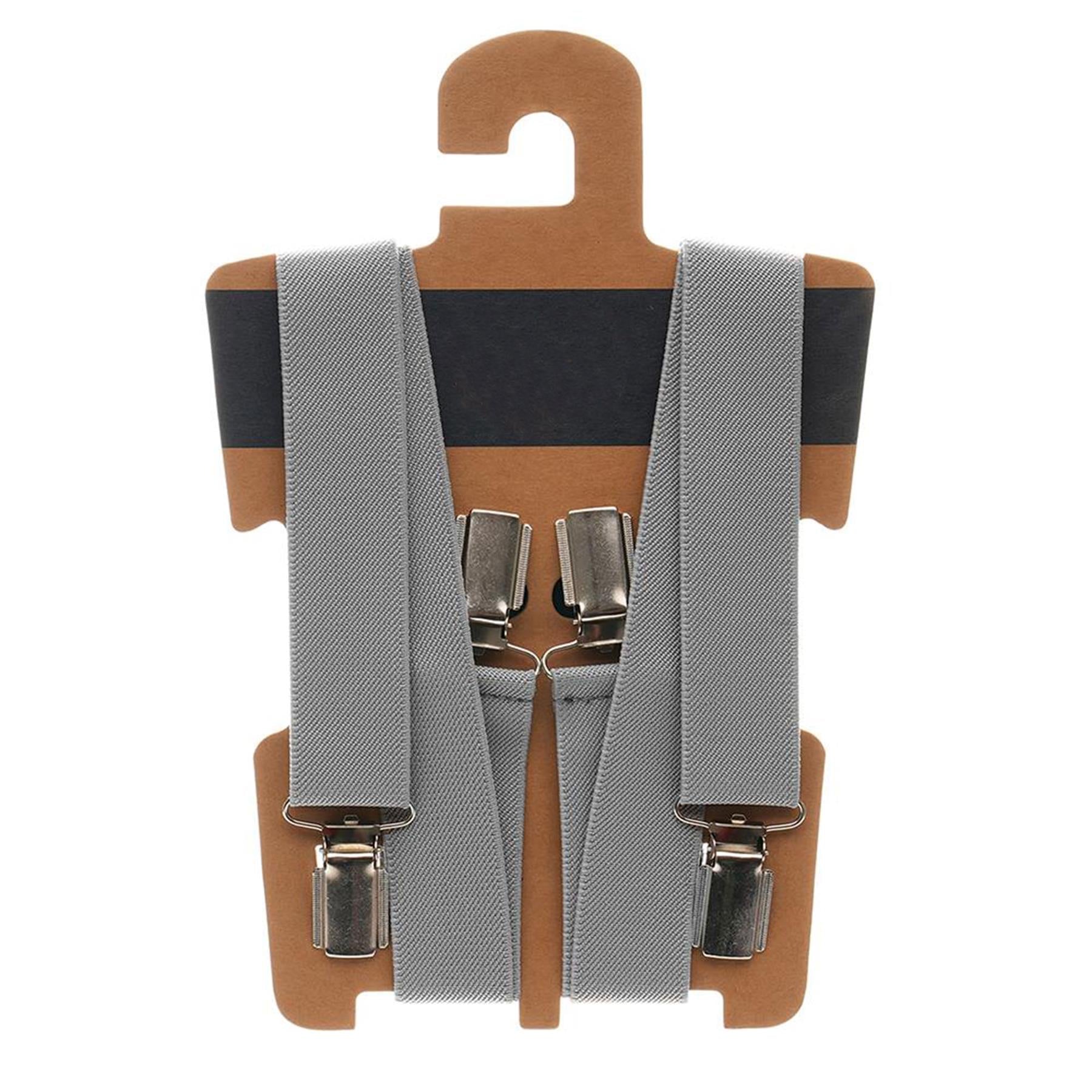 Mens Adjustable Elastic Braces With 4 Strong Metal Clips Heavy Duty Suspenders