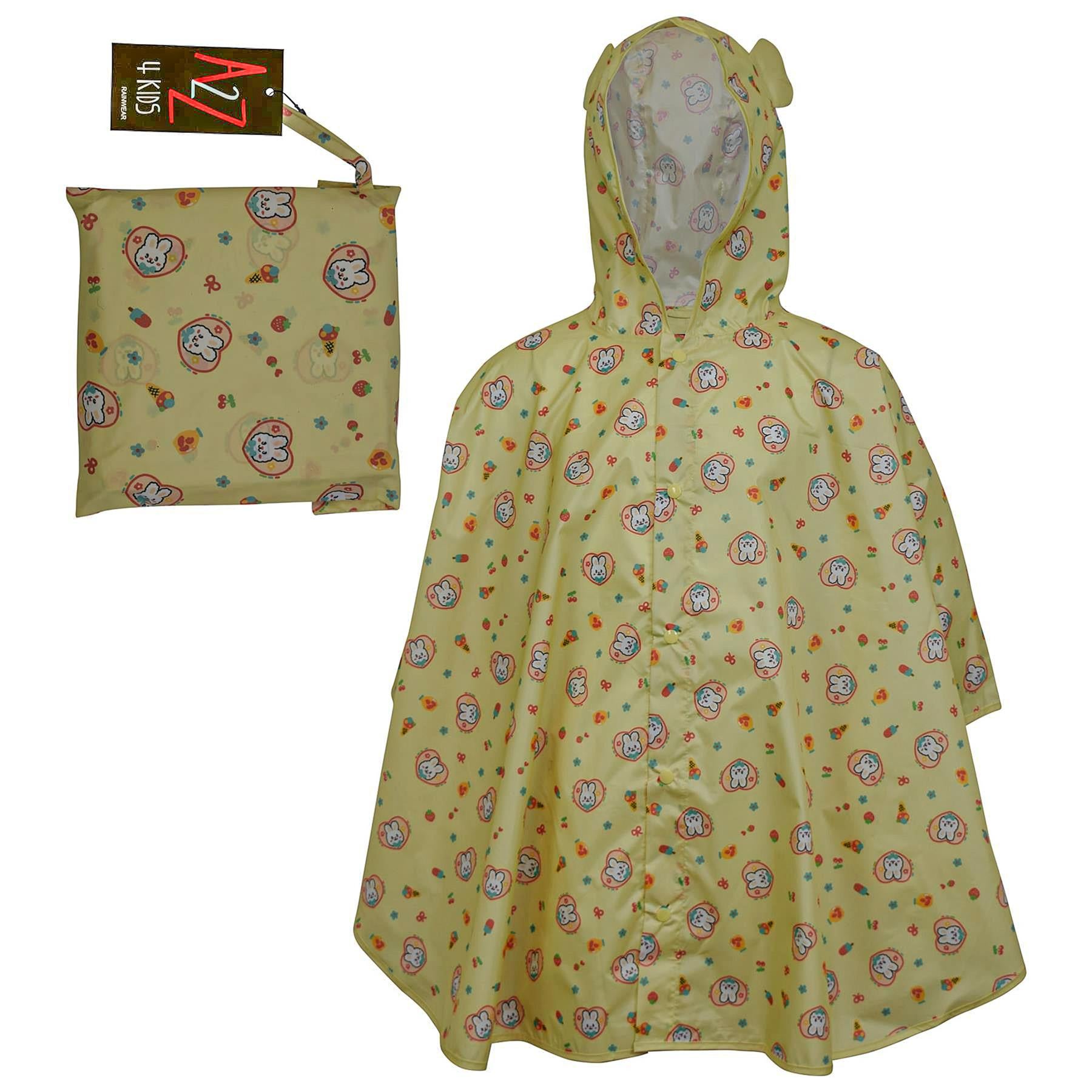 Kids Girls Boys Waterproof Hooded Rain Poncho Lightweight Reusable Raincoat