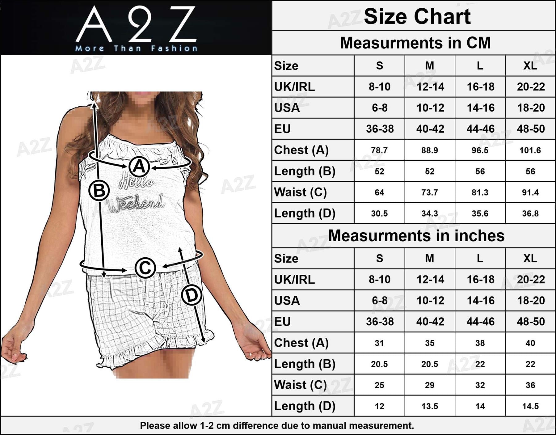 A2Z Ladies Cami Top Check Shorts Pyjamas Set Sleeveless Tank Top & Shorts PJS