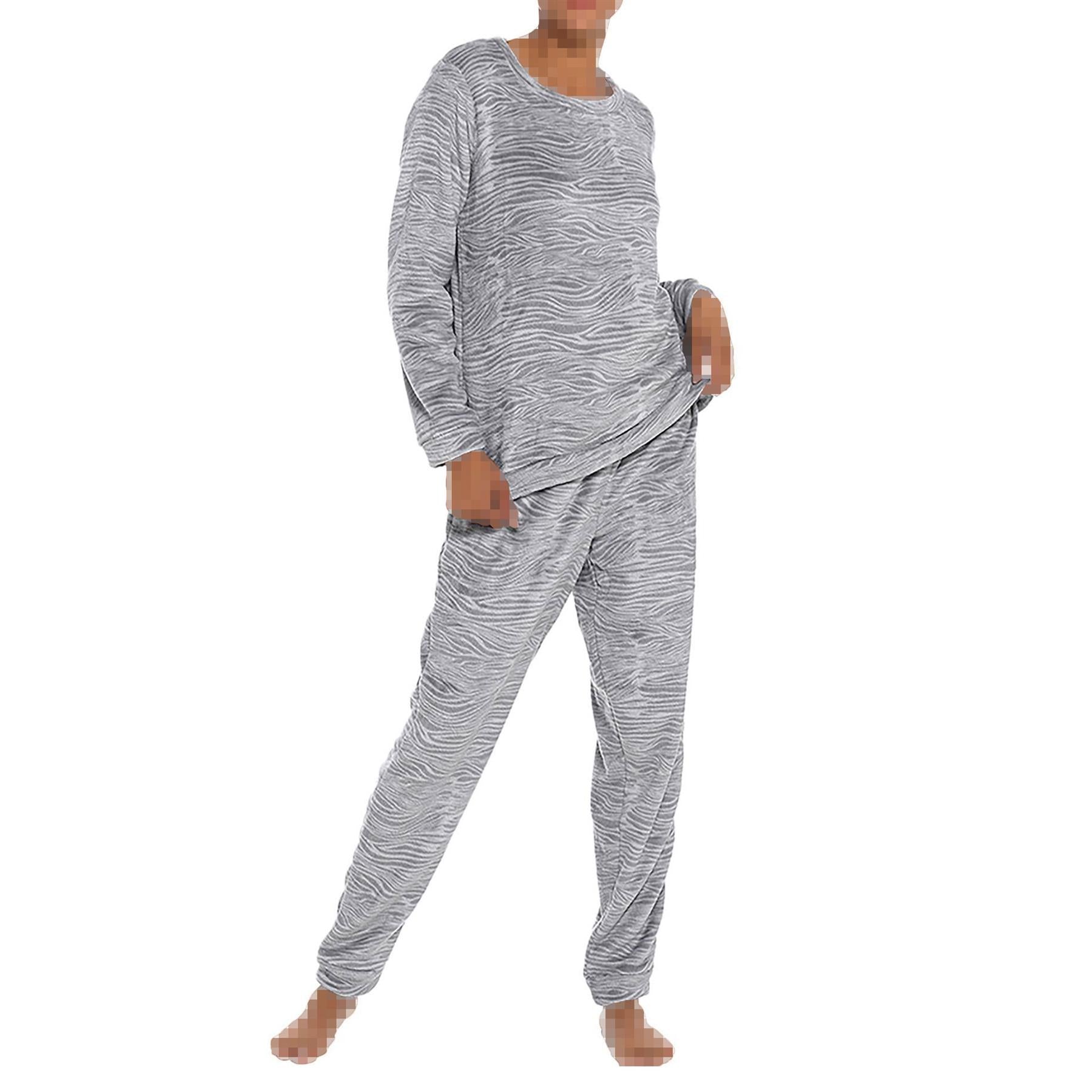 A2Z Ladies Flannel Fleece Lounge Set Zebra Print Top Bottom Sleepwear PJS Set