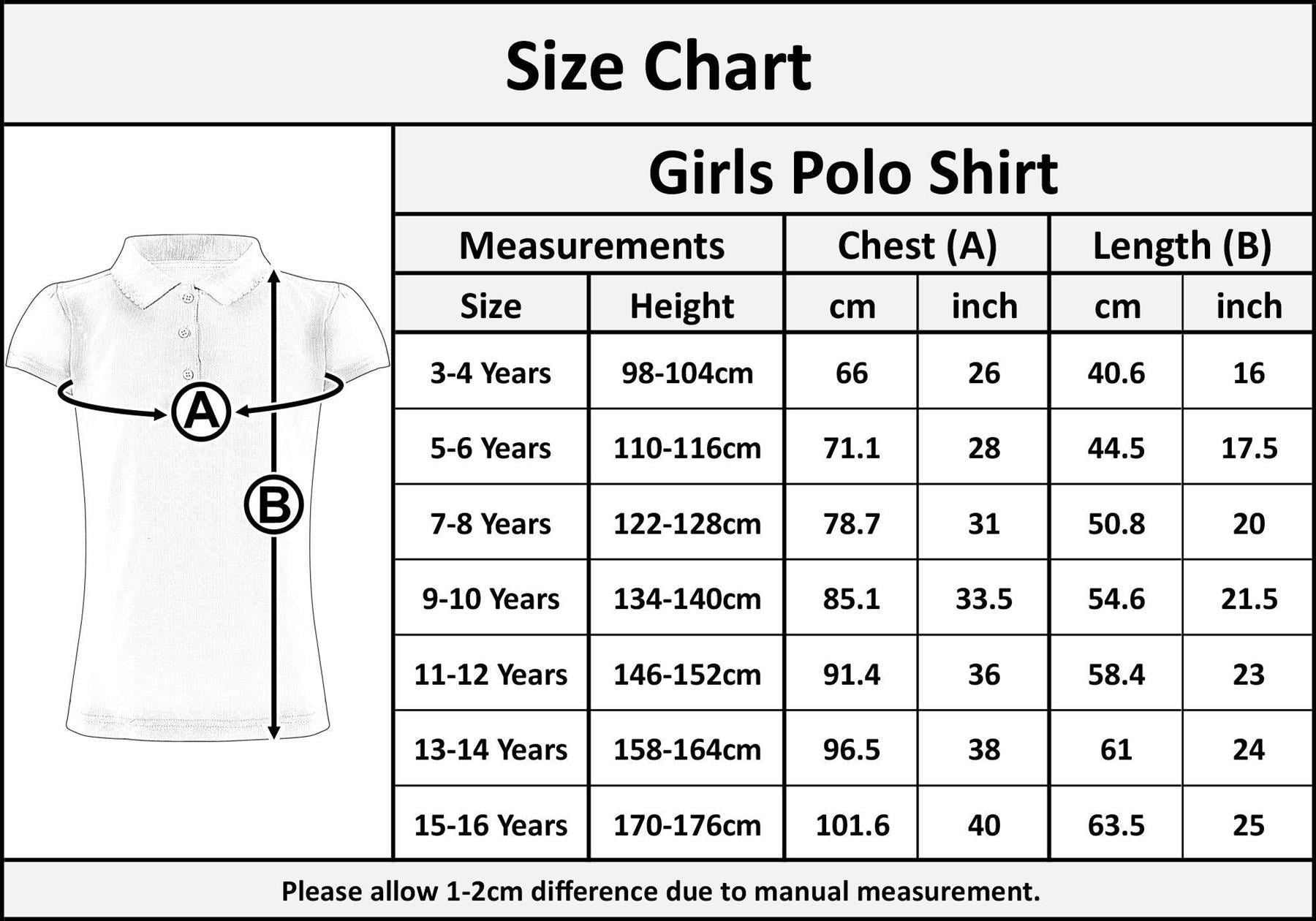 Kids Girls T Shirts Plain Polo Summer Fashion Soft Feel Tank Top & Tees 3-13 Yrs