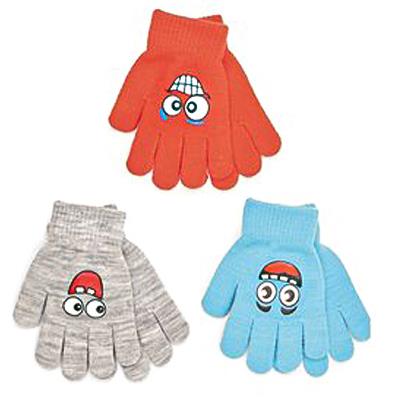 Kids Knit Gloves 3 Pack Winter Warm Magic Gloves Smiling Faces Stretchy Mittens