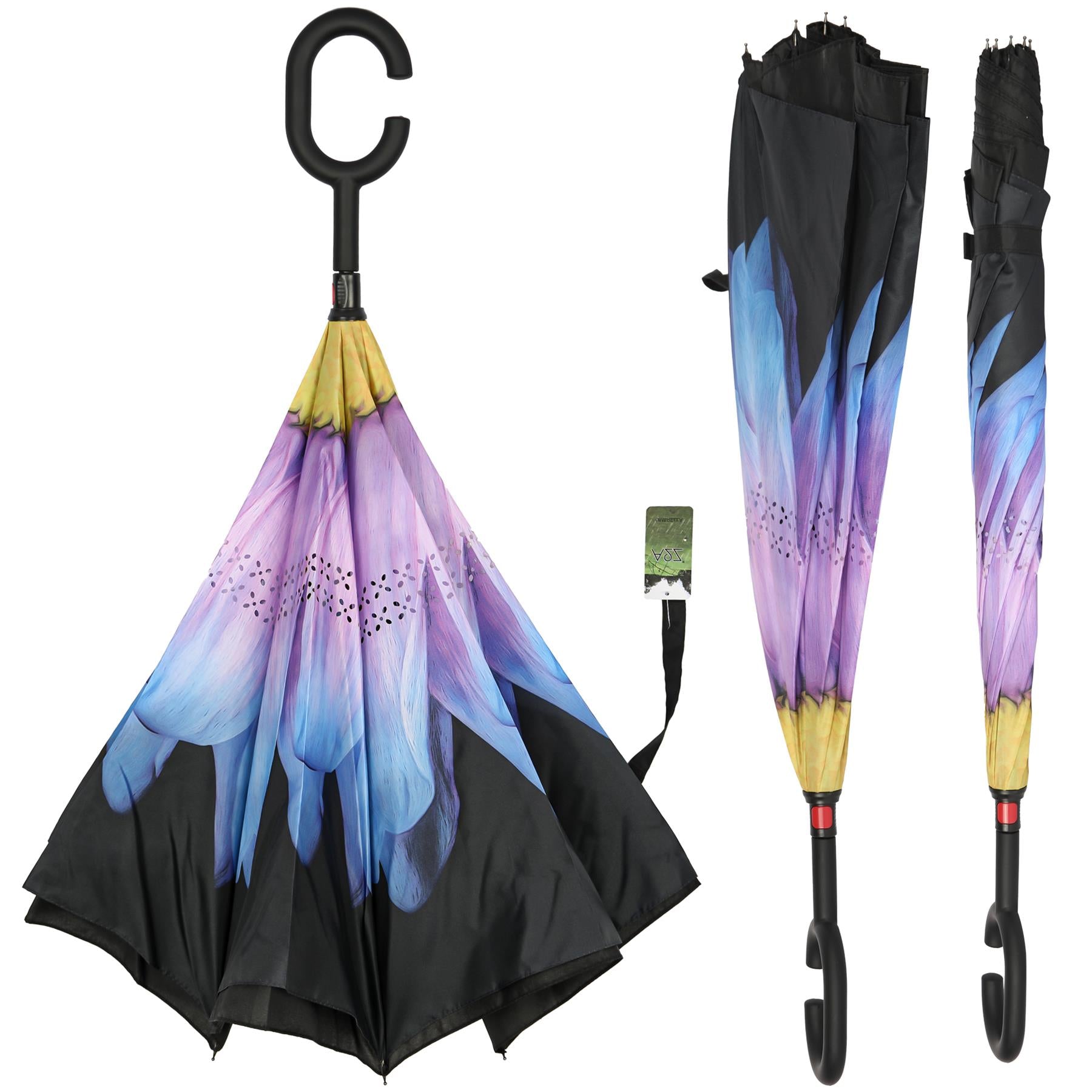 A2Z Women's Dual Layer Inverted Umbrella Reverse Open Folding Umbrella C Handle