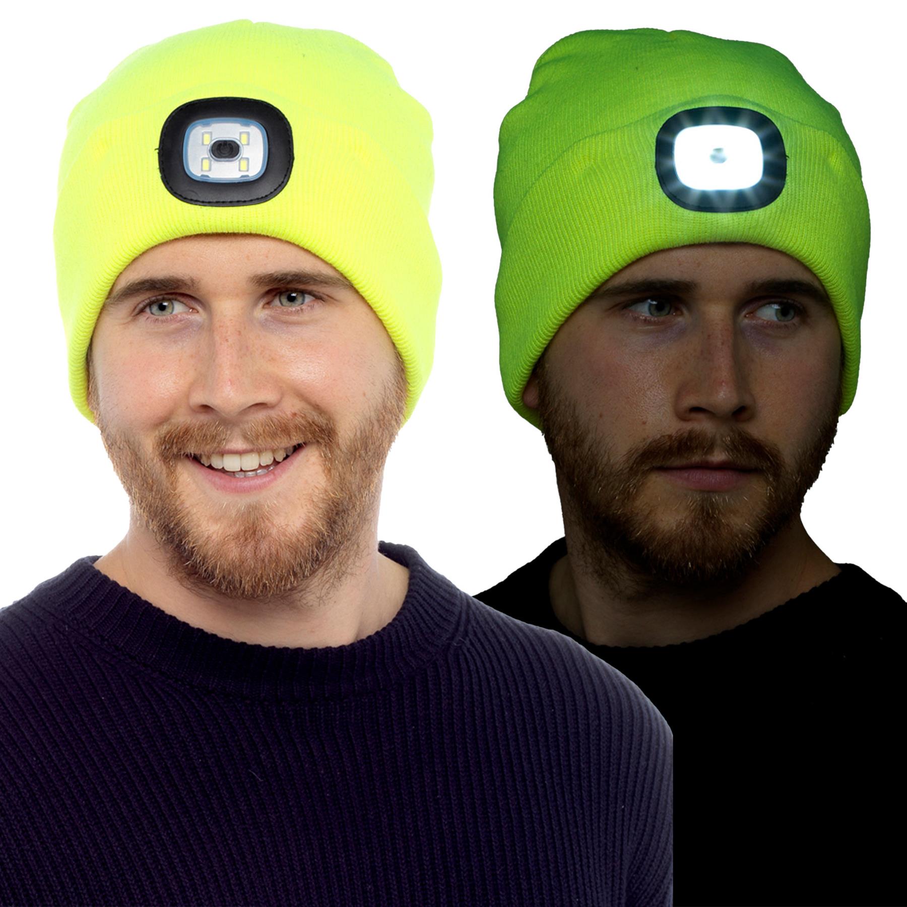 A2Z Mens LED Hat Thinsulate Knitted Beanie Light Up USB Rechargeable LED Caps