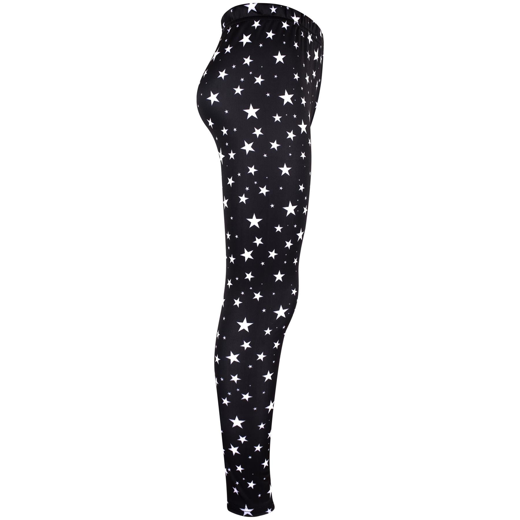 Girls Stars Print Black Soft Stretchy Fashion Leggings