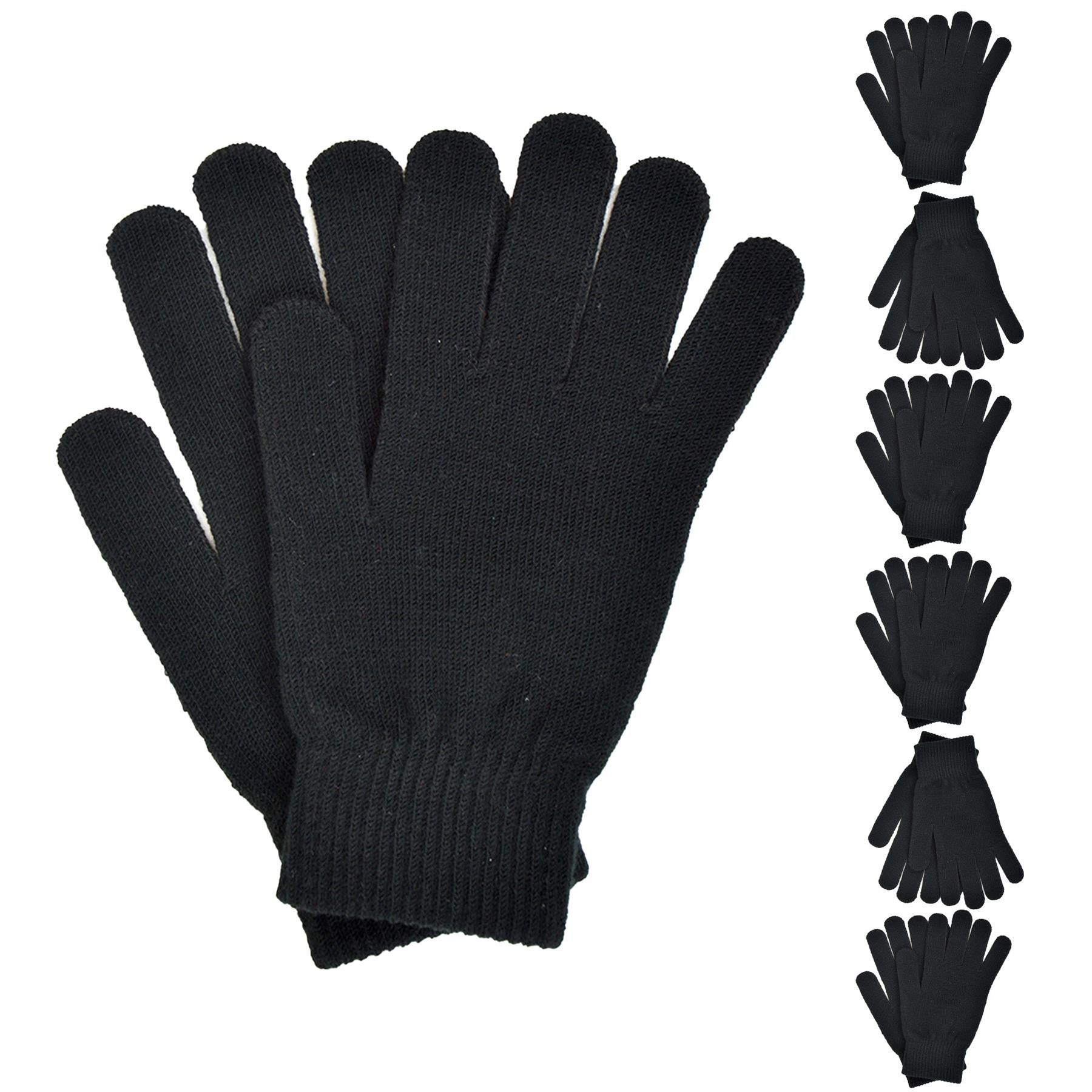 Mens Gloves Winter Warm Thermal Black Magic Gloves Knit One Size Soft Mittens