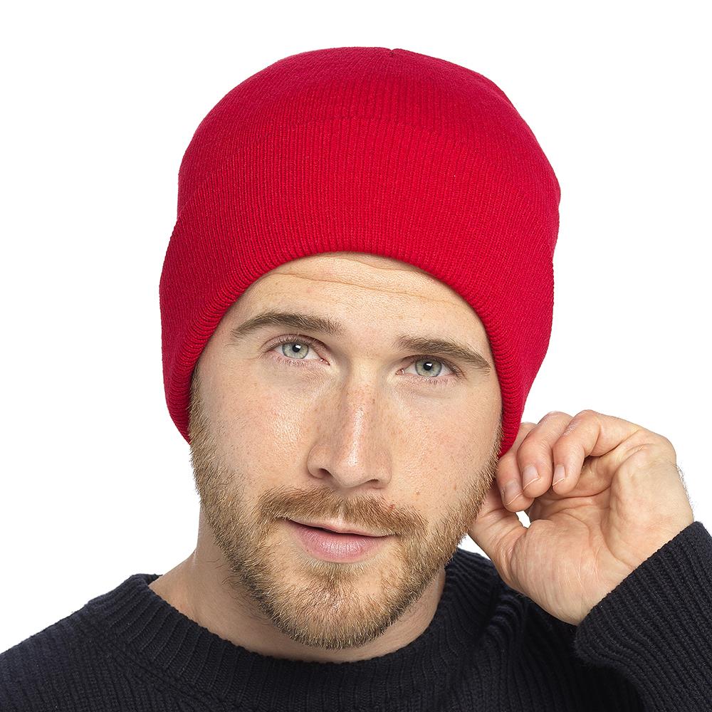 A2Z Mens Hat Plain Knit Beanies Turn Up Soft Feel Winter Warm Cozy Caps Hats