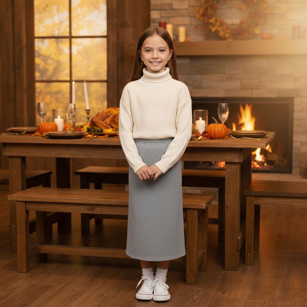 Girls Maxi Skirt Soft Stretch Viscose Skirt Comfy School Wear For Age 5-13 Year