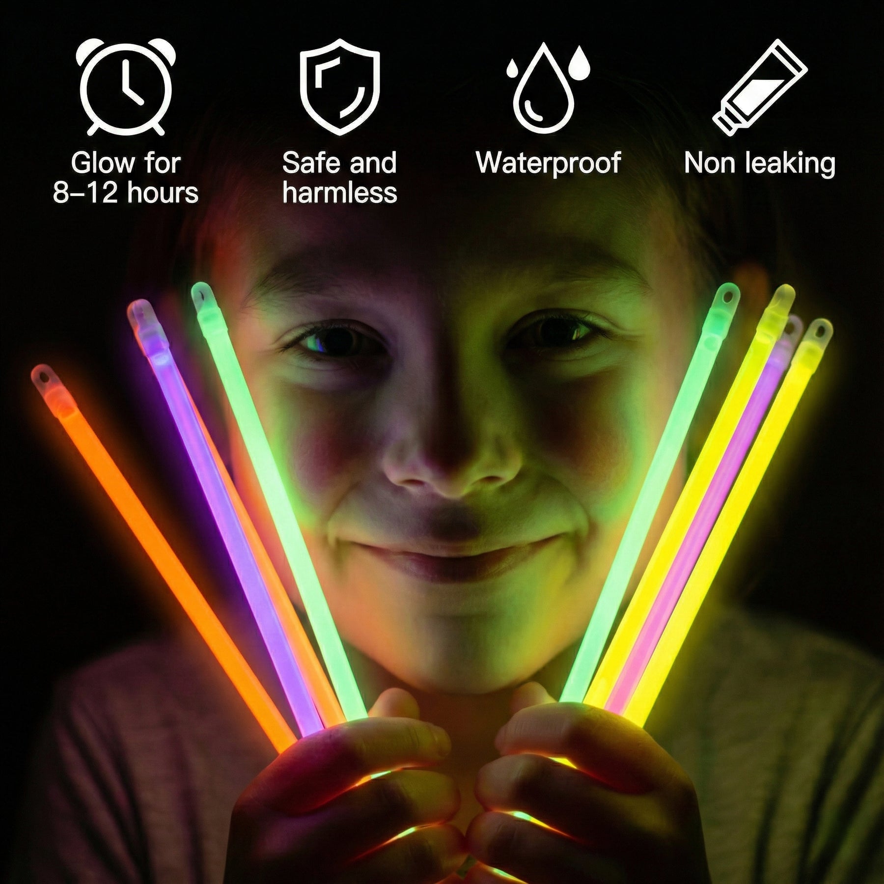 A2Z Glow Sticks 100 Pack Multi-Colour 8" Light Sticks with Connectors Party Glow