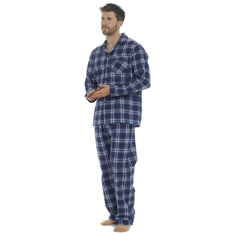 A2Z Mens Pyjama Traditional Check Brushed Cotton PJS Pyjama Set 2 Piece Top Set