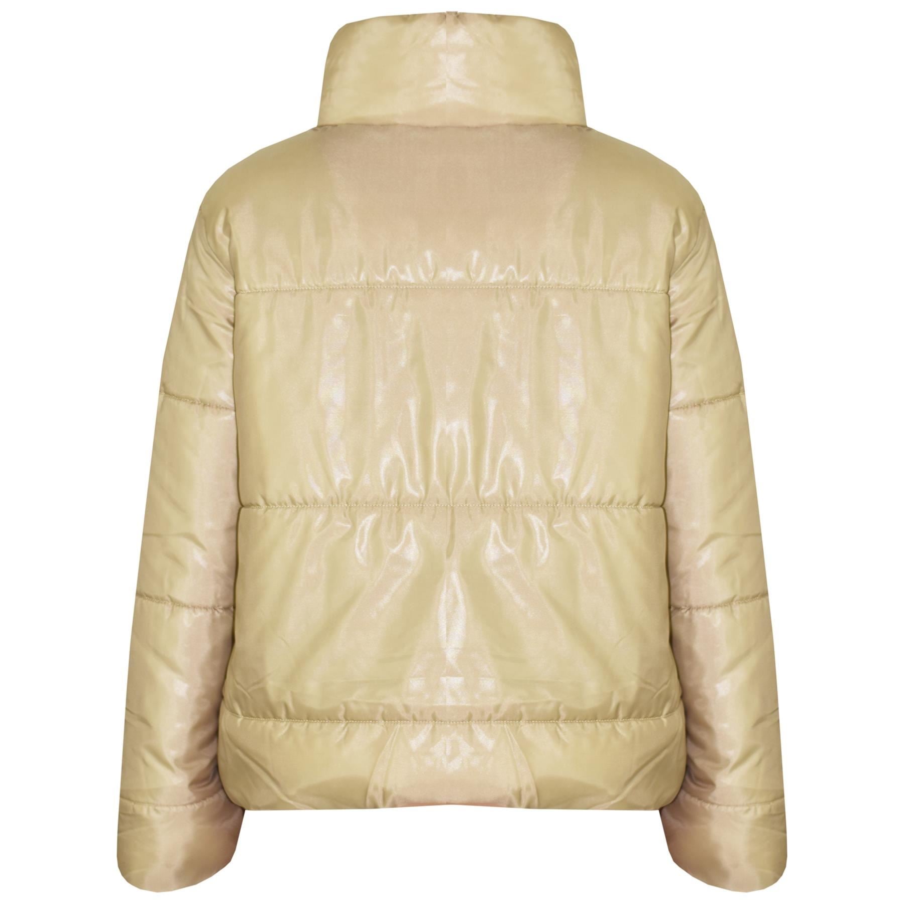 Girls Stone Wetlook Padded Quilted Puffer Jacket