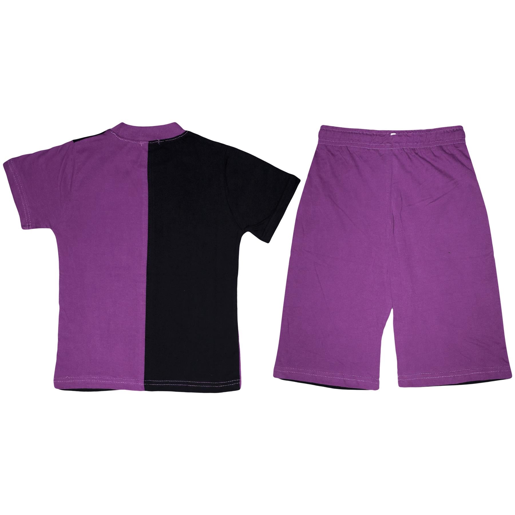 Kids Girls Colour Contrast Panel Top & Shorts Set