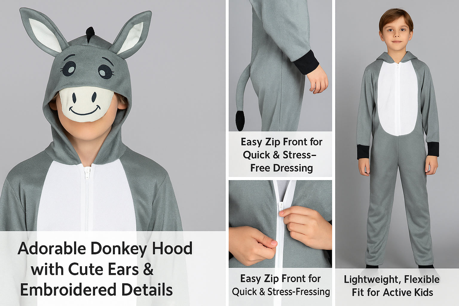 A2Z 4 Kids Boys Girls Donkey Costume Nativity Soft Fleece Animal Fancy Dress