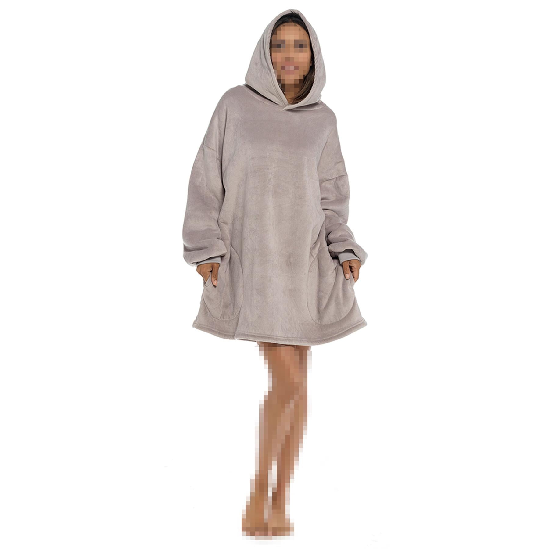 Womens Oversized Hoodie Blanket Plush Sherpa Soft Touch Flannel Fleece Snuggle