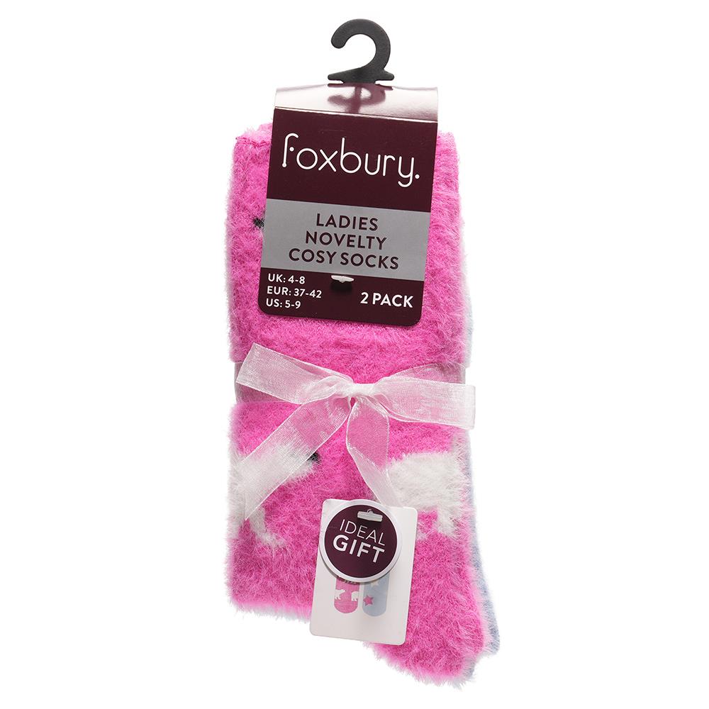 A2Z Ladies 2 Pack Novelty Chenille Cosy Socks Soft Brushed Warm Winter Socks