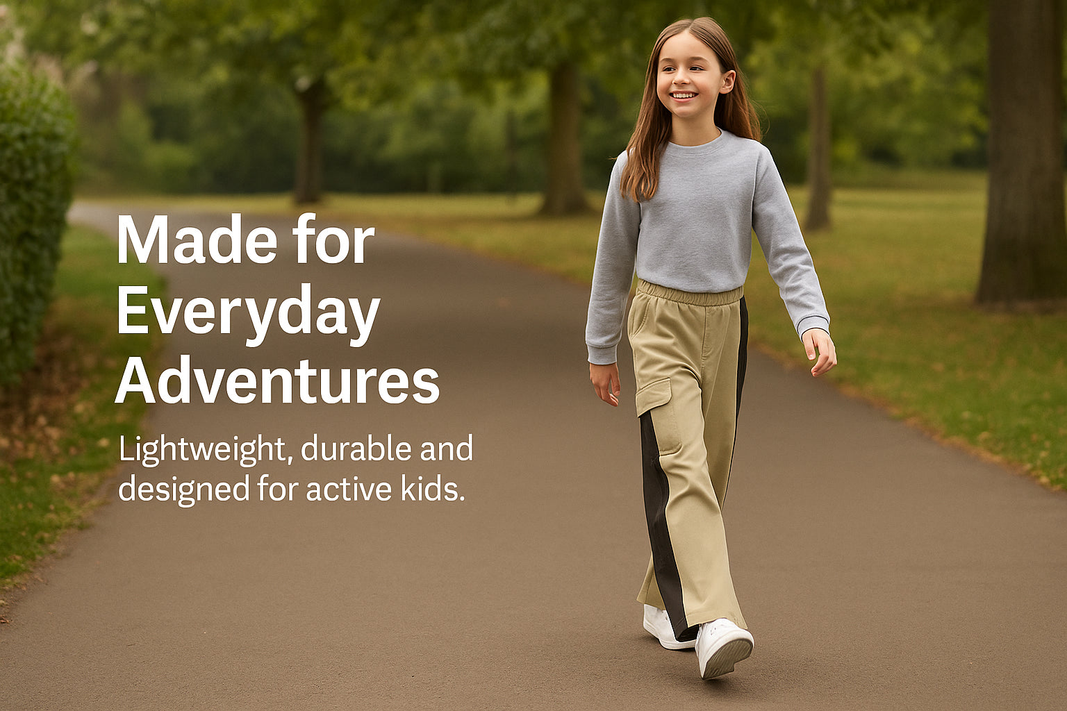 A2Z 4 Kids Girls Wide Leg Cargo Trousers Baggy Nylon Pants with Contrast Panels