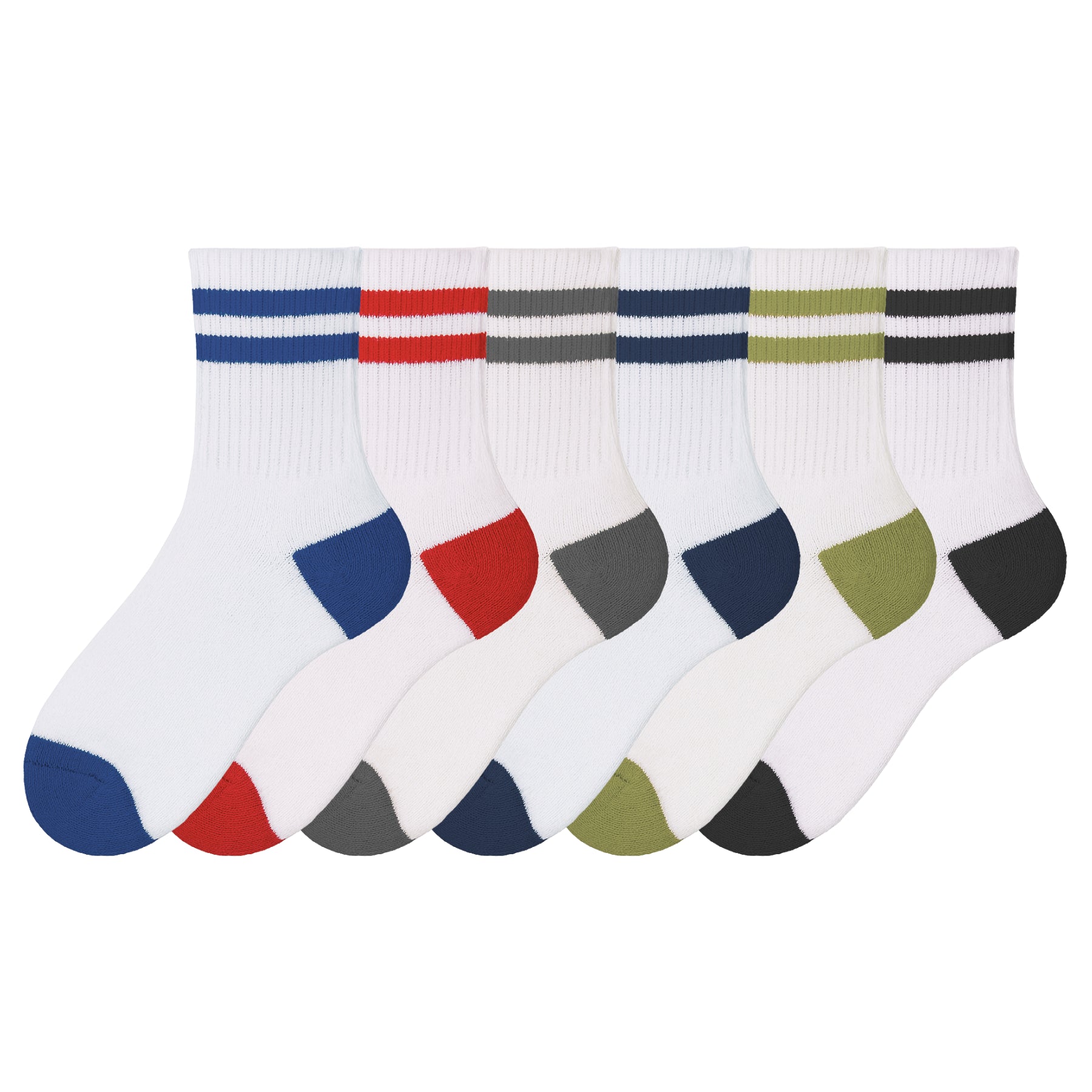 A2Z 4 Kids Boys 6 Pack Striped Crew Socks Cotton Athletic Sports Socks