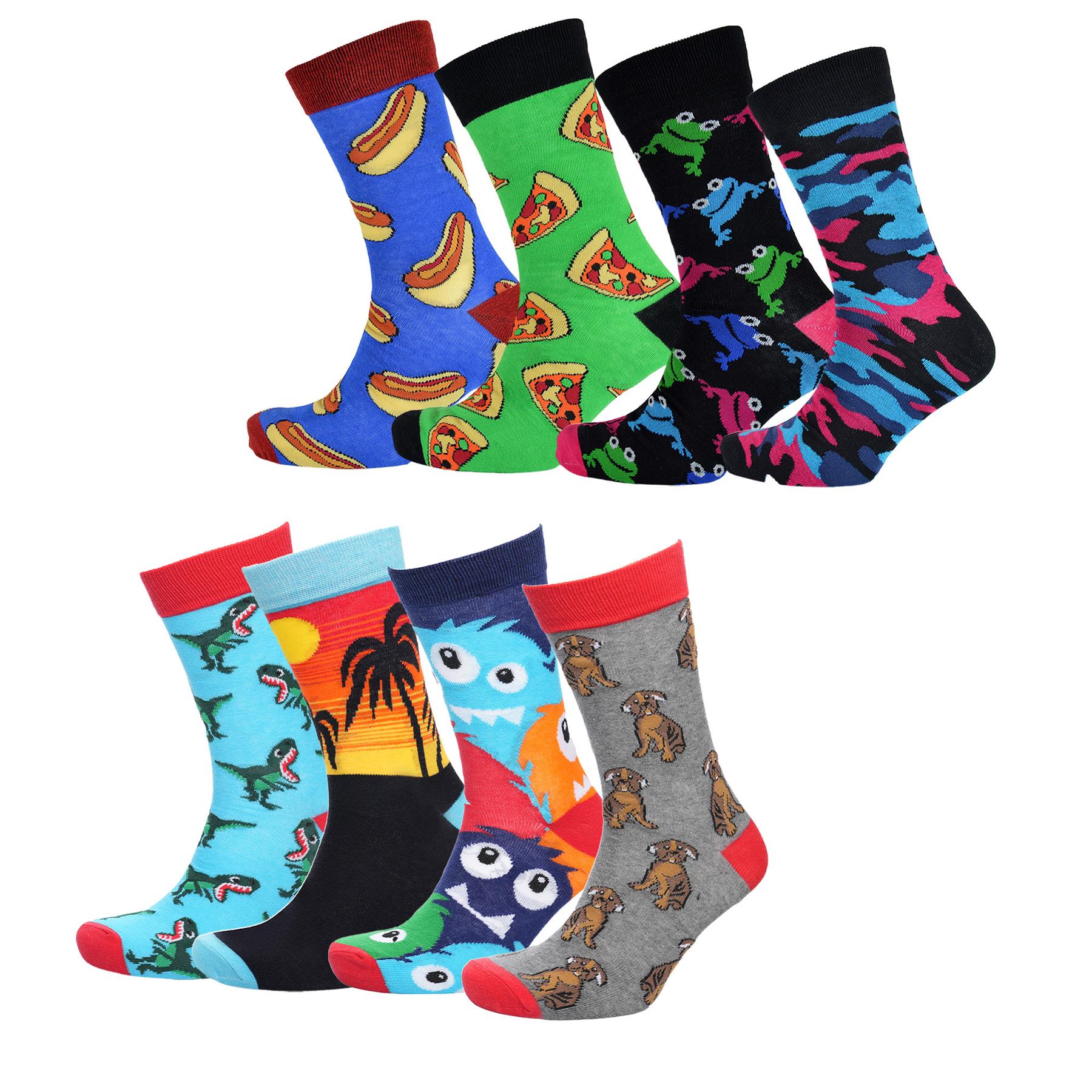 A2Z Mens Novelty Design Cotton Pack Of 4 Comfortable Casual Crew Socks