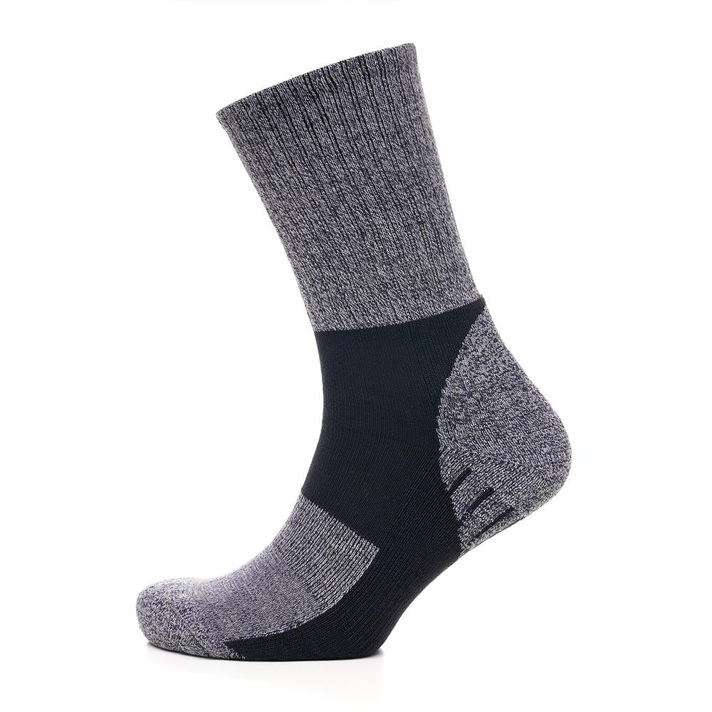 Mens Trekking Socks 2 Pack Grey Mix Cushioned Heel & Sole Outdoor Hiking Socks
