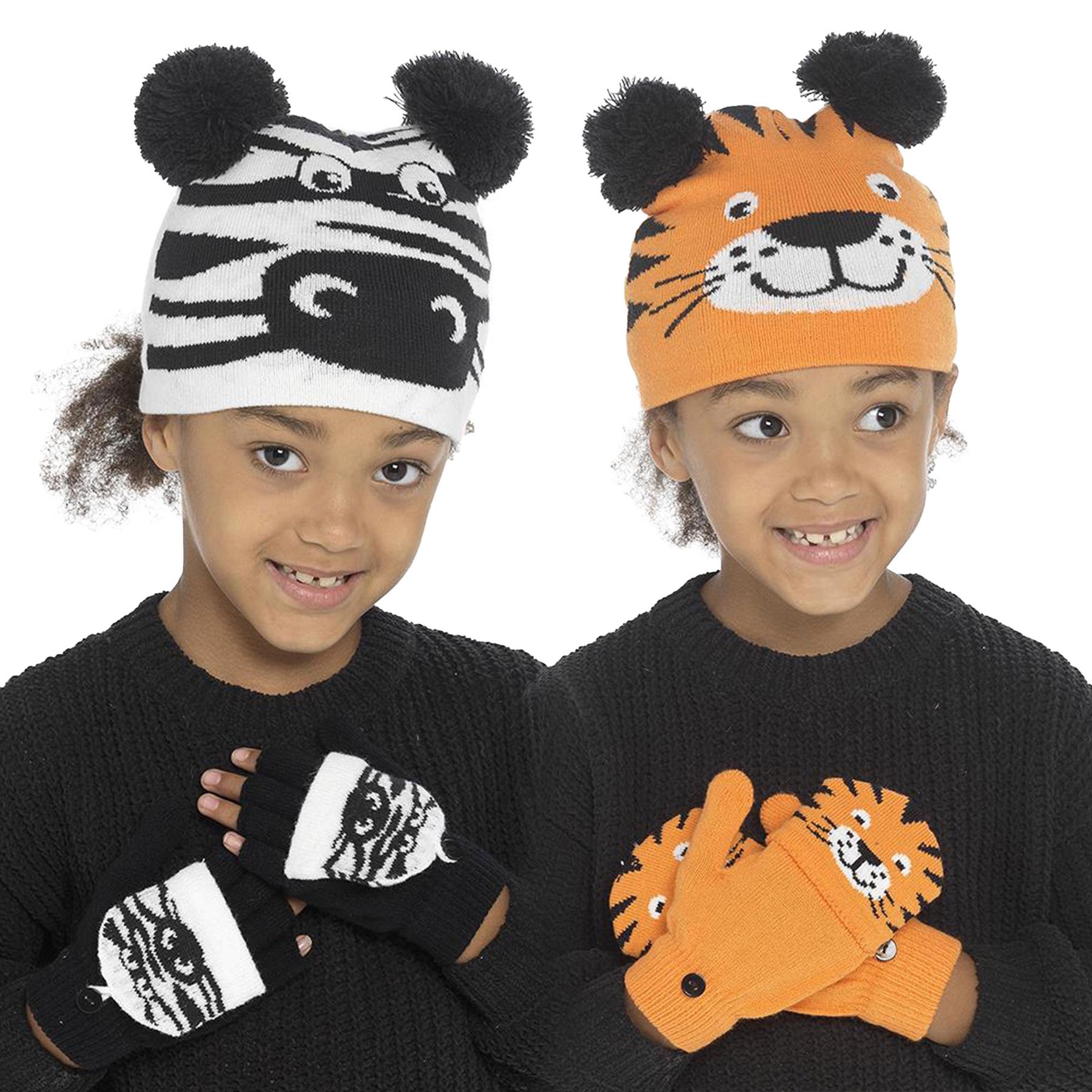 A2Z 4 Kids Novelty Animal Hat Gloves Set Winter Warm Hats Mitten Gloves Sets