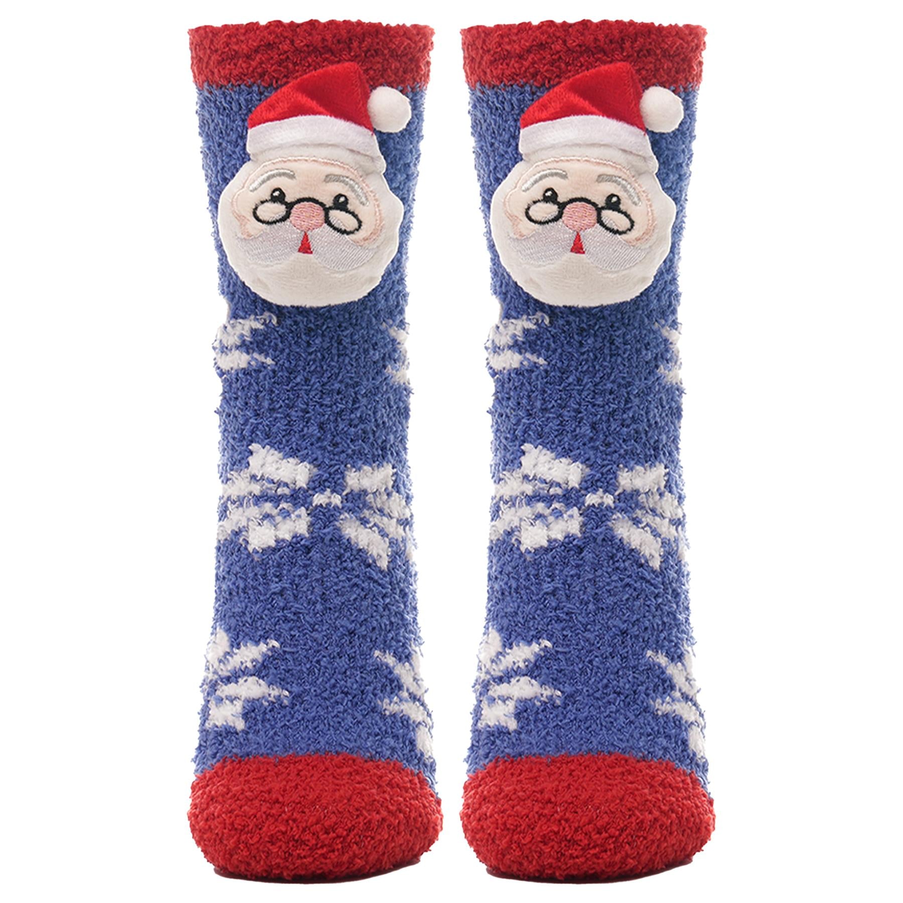 A2Z 2 Pack Ladies Socks 3D Face Xmas Novelty Socks Gripper Women Christmas Socks