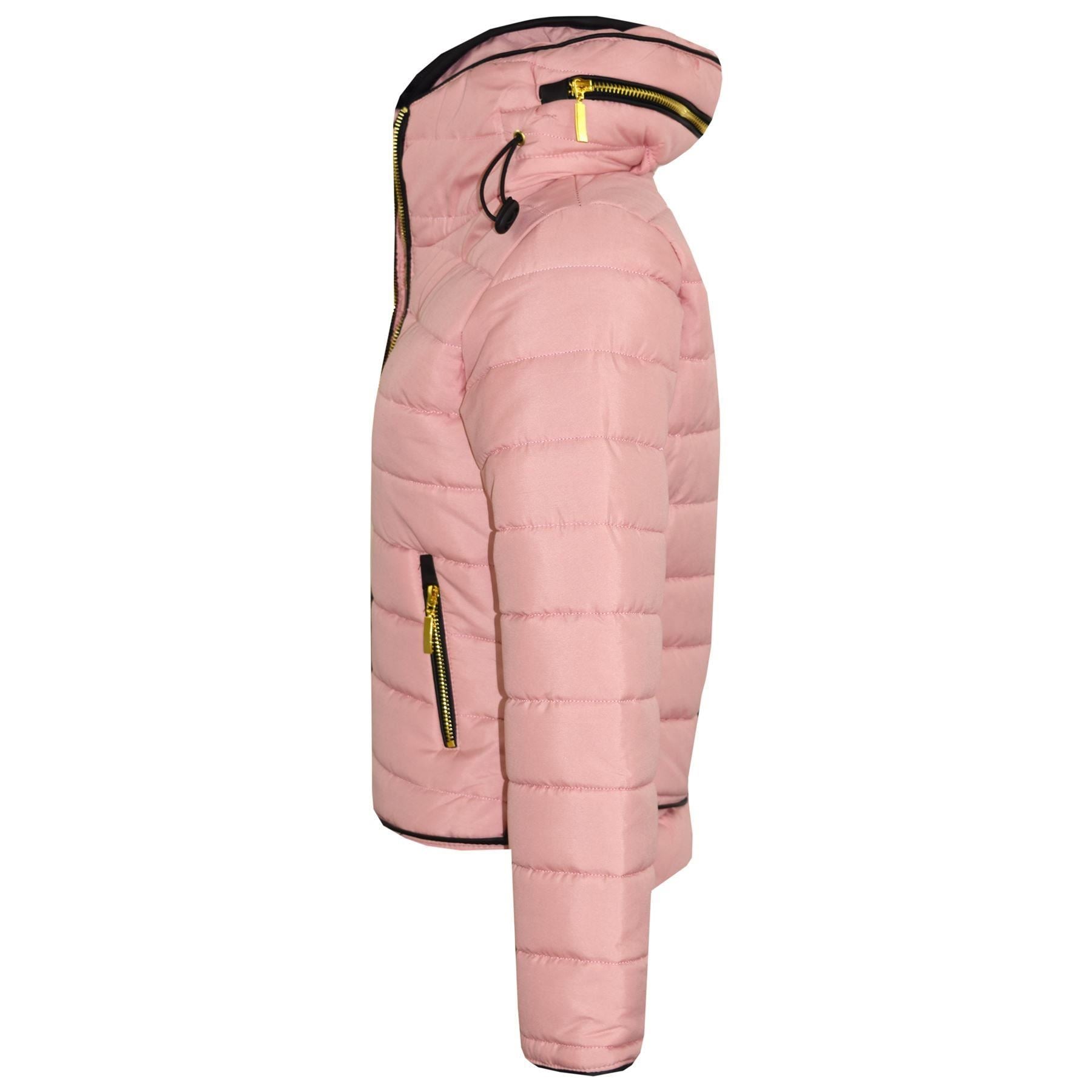 Girls Jacket Kids Quilted Padded Puffer Bubble Fur Collar Warm Thick Coats 3-13 Y