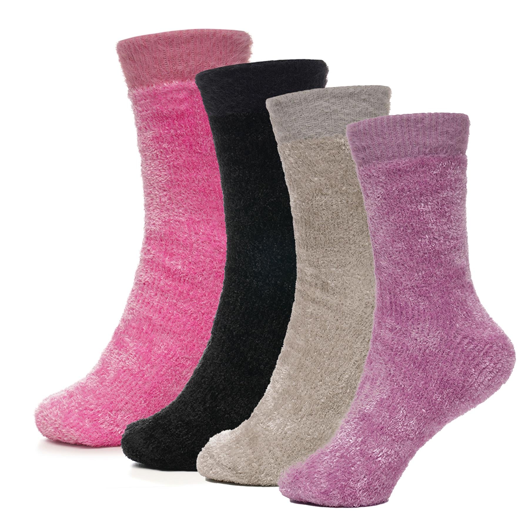 A2Z Ladies Socks 4 Pack Chenille Velvet Durable Stylish Winter Warm Cosy Socks