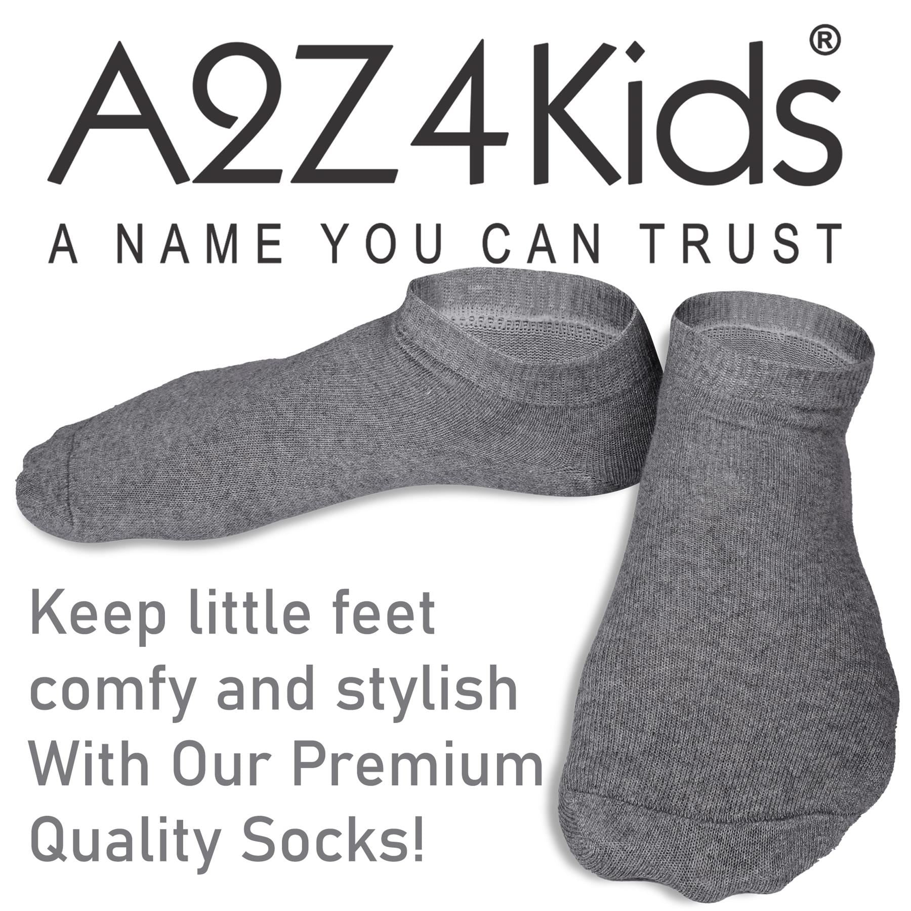 A2Z 4 Kids Girls Boys 12 Pack Plain Trainer No Show Socks Cotton School Socks