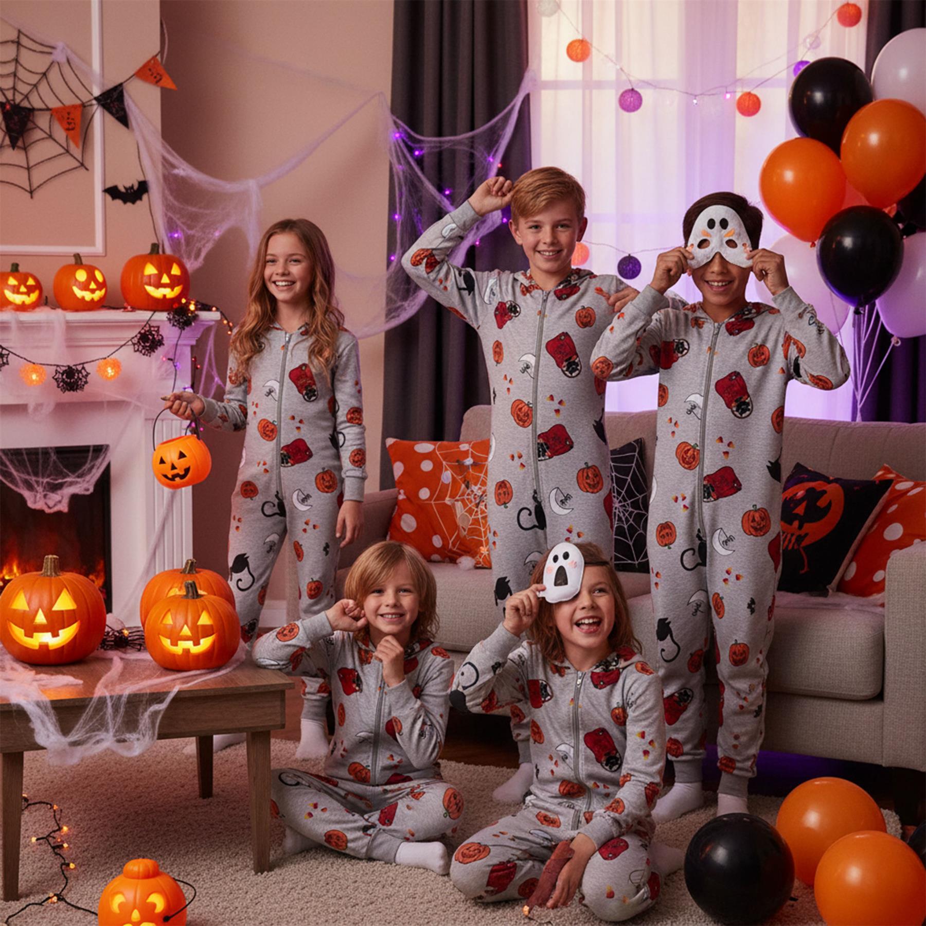 Kids Girls Boys One Piece Halloween Print Onesie