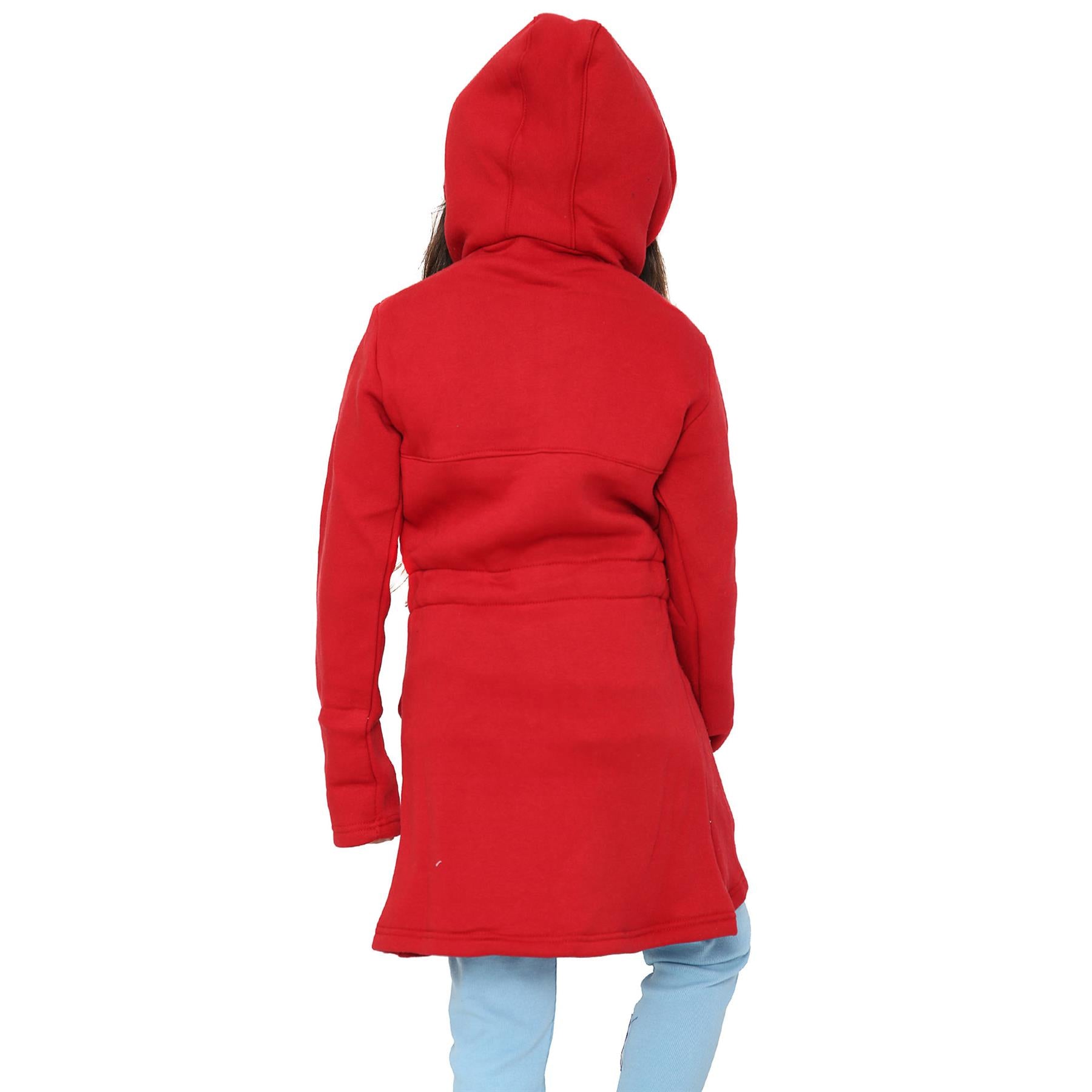 Girls Kids Hooded Faux Fur Long Parka Coat