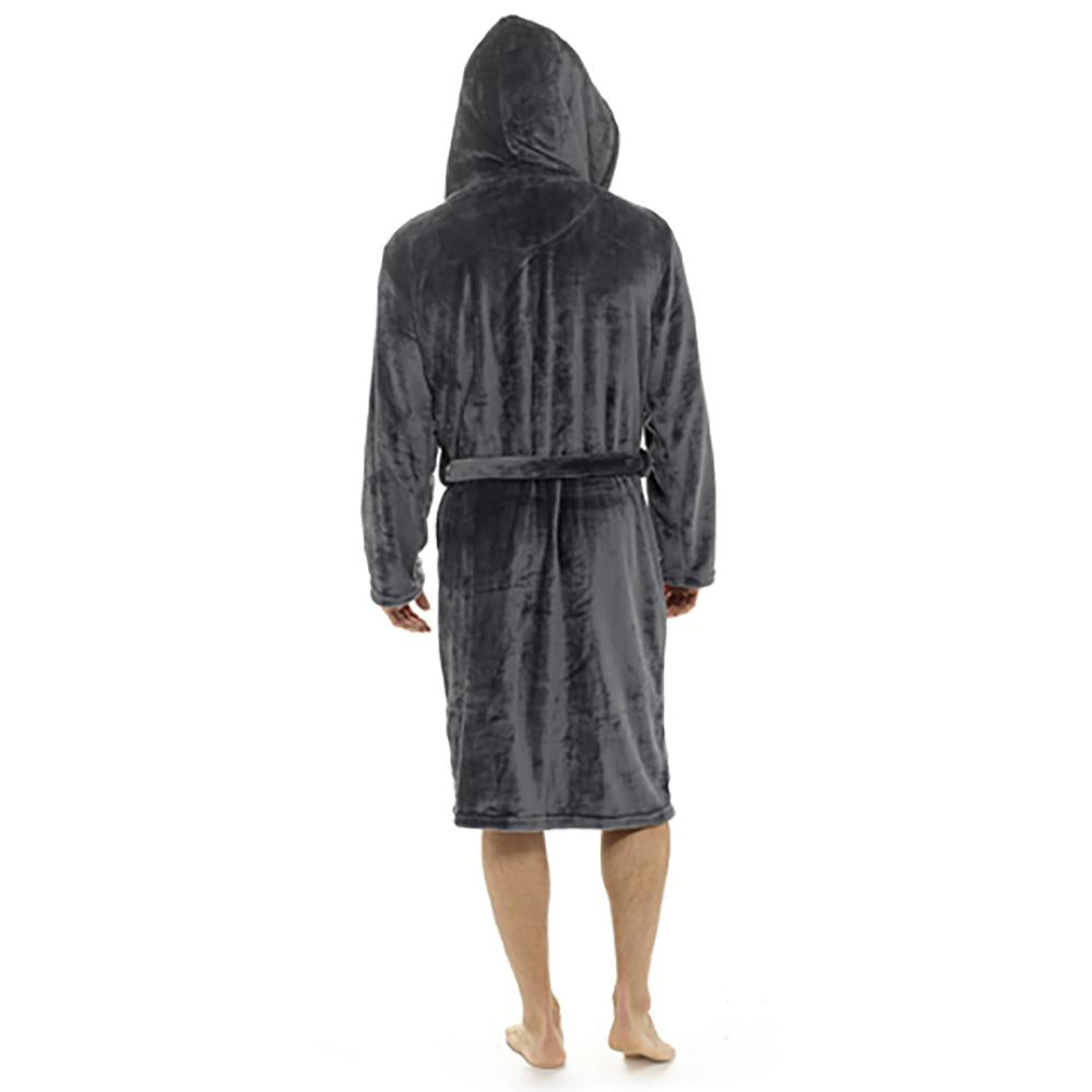 A2Z Mens Dressing Gown Super Soft Luxury Sherpa Hooded Flannel Fleece Bath Robe