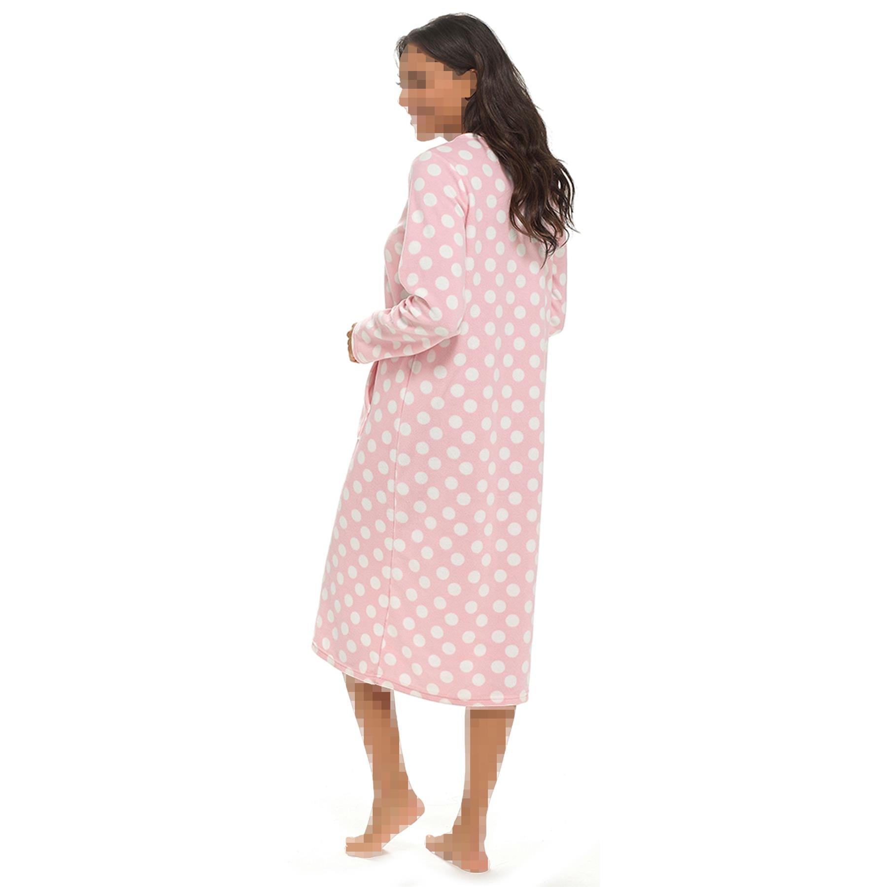 Womens Nightie Polar Fleece Ladies Nightgown Soft Feel Button Placket Sleepwear