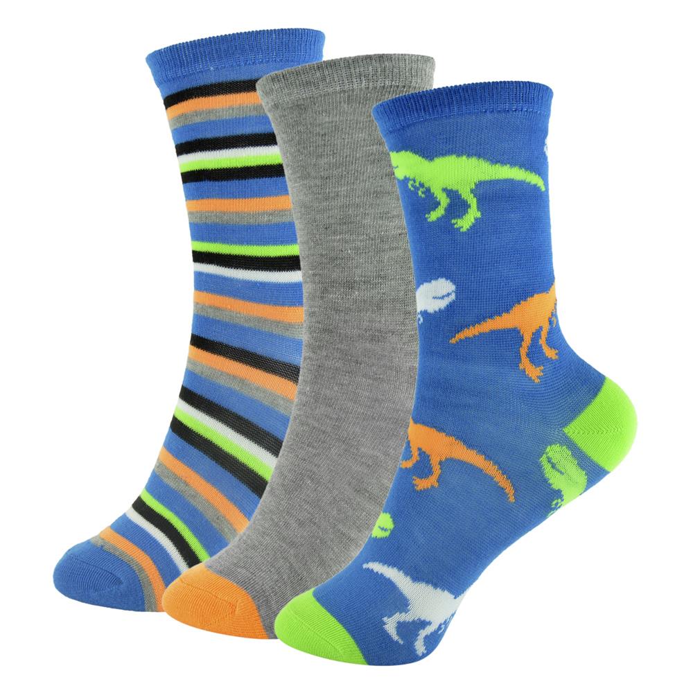 Kids Boys Dinosaur Designed Socks 3 Pack Activewear Soft Warm Socks for Boys