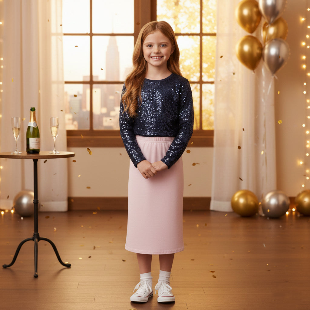 Girls Maxi Skirt Soft Stretch Viscose Skirt Comfy School Wear For Age 5-13 Year